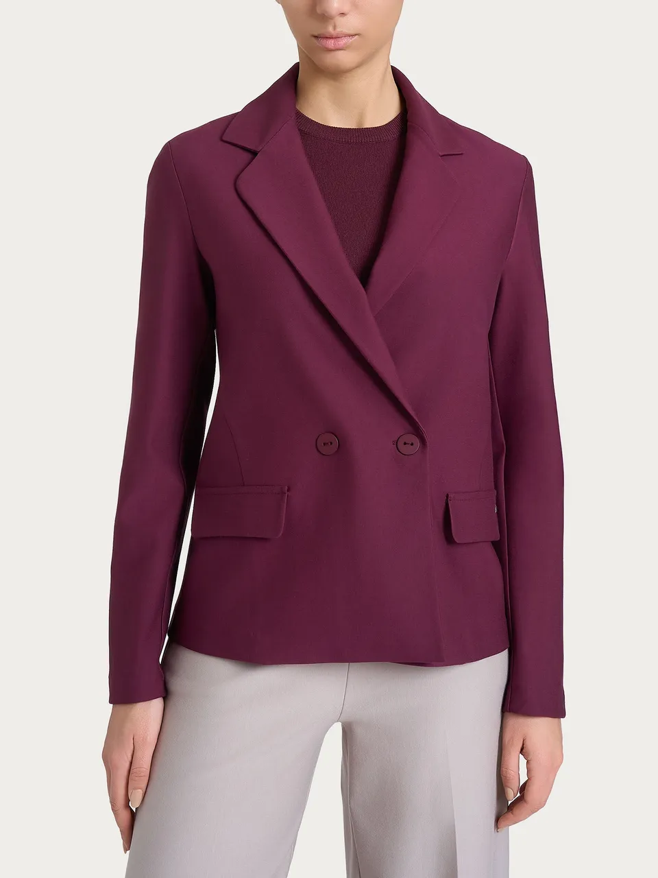 Ragno Compact blazer doppio petto Fig viola elasticizzato