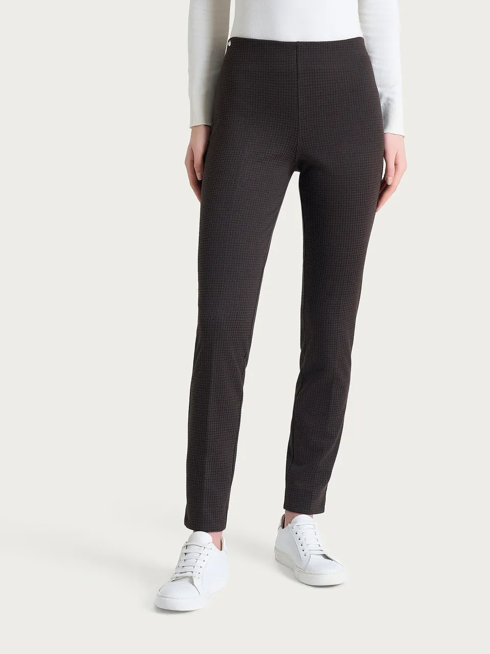 Ragno Compact Pantalone sigaretta chocolate torte micro check skinny