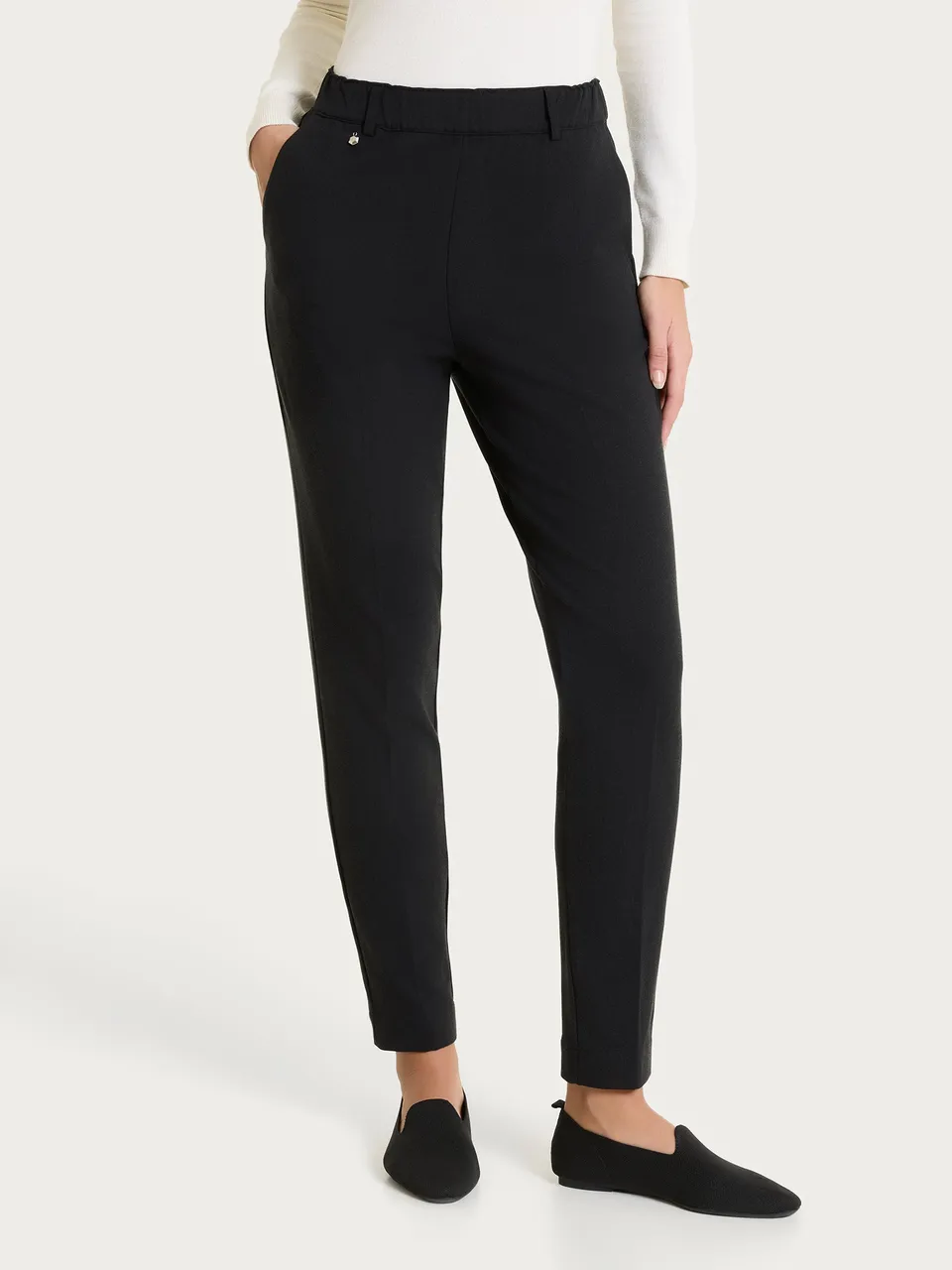 Ragno Compact Pantalone Chino Slim Nero Flannel Twill