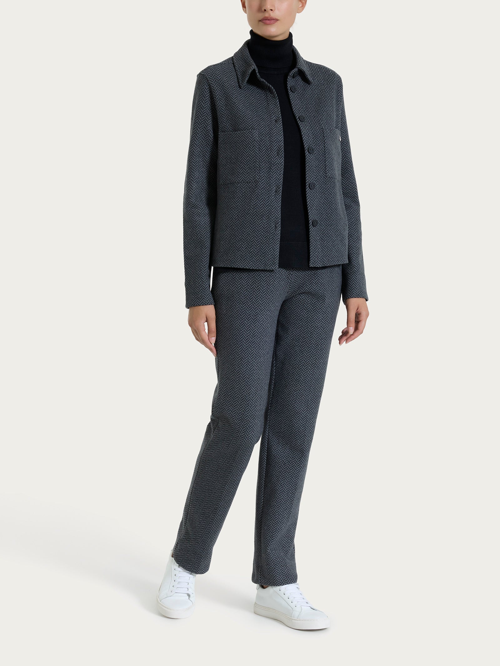 Ragno Eco Jacquard Giacca Shacket Donna Oscuro Spigato