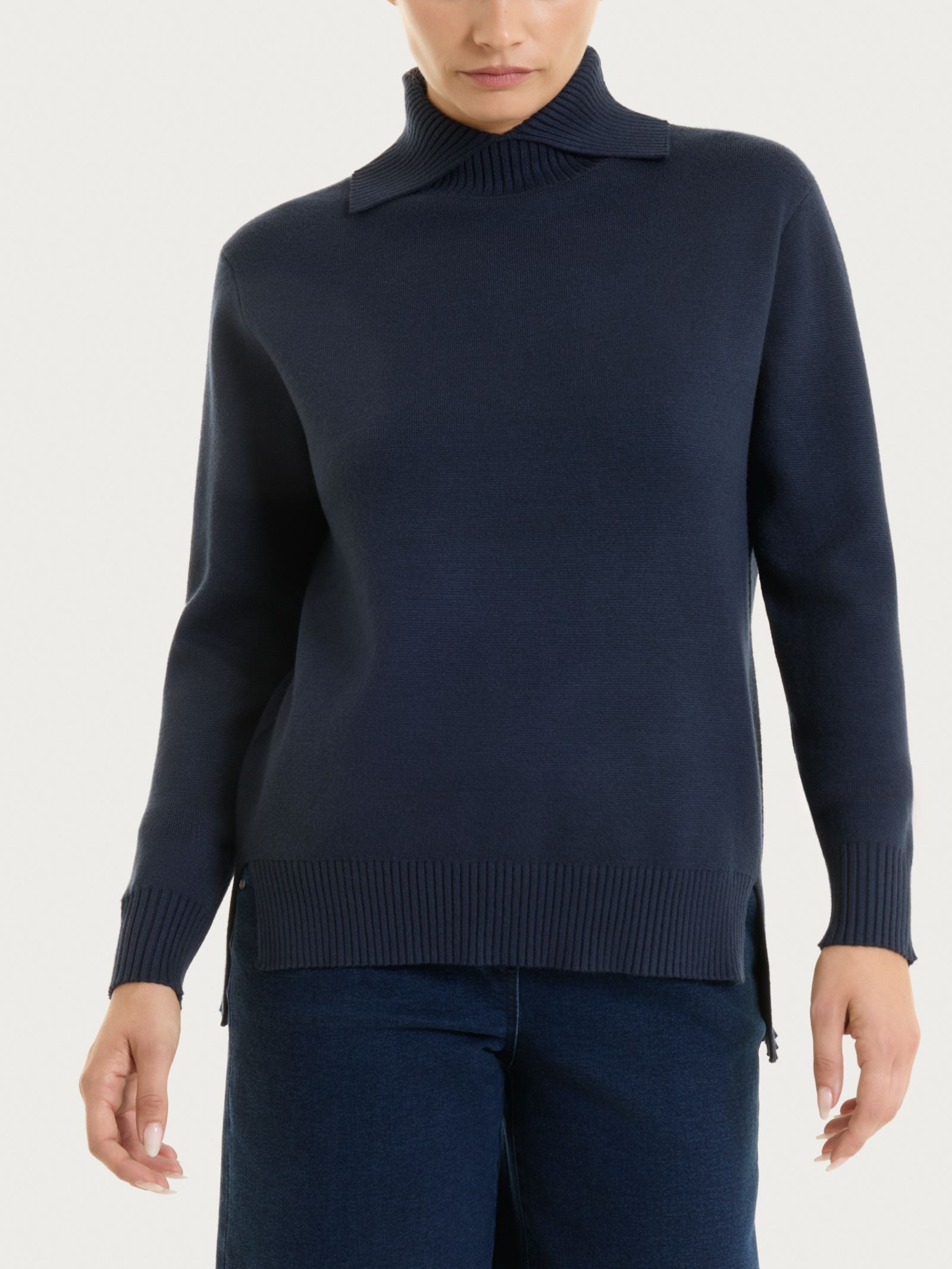 Ragno Super Soft Maglia Collo Alto Bleu boxy