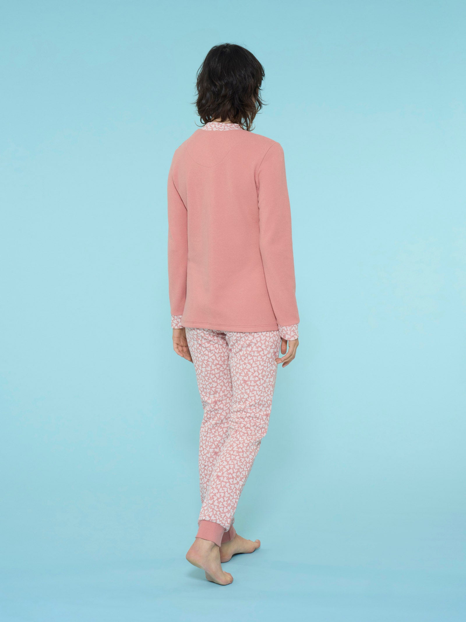 Ragno Cotton Eco Pile Pigiama Cuori Rosso Fant Pesco