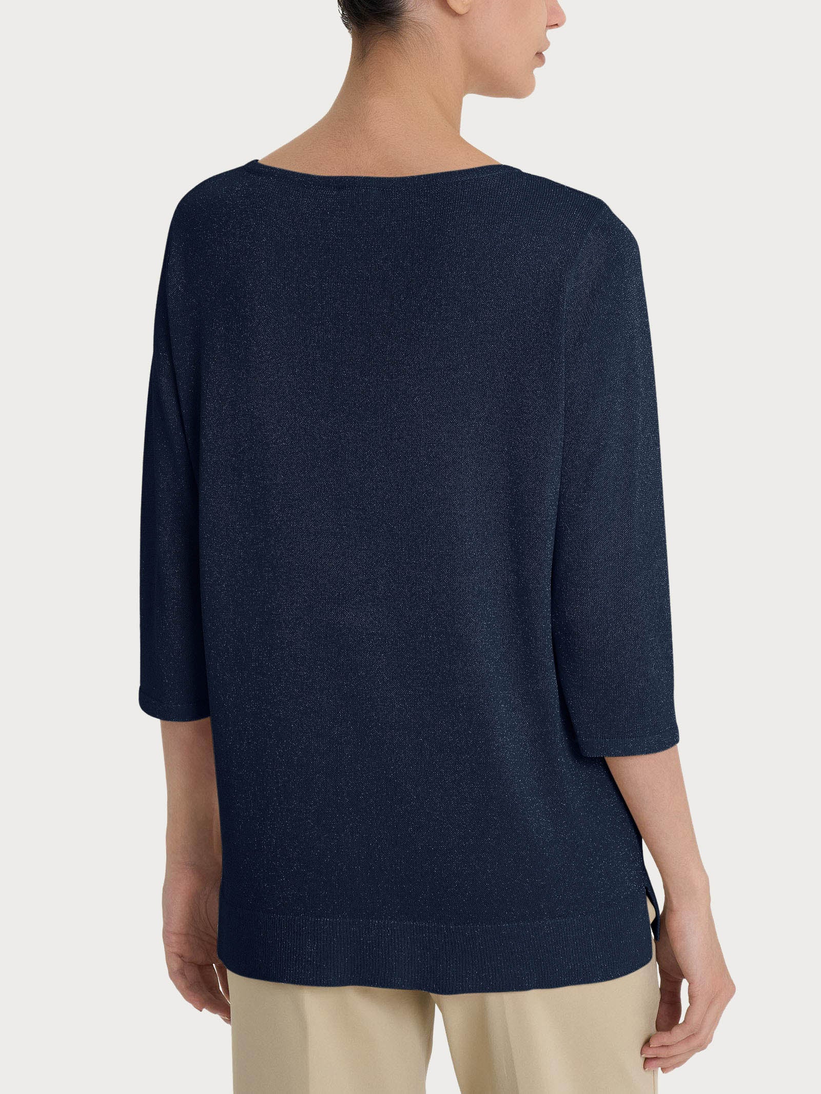 Ragno Maglia con manica 3/4 in Crêpe Lurex pullover bleu