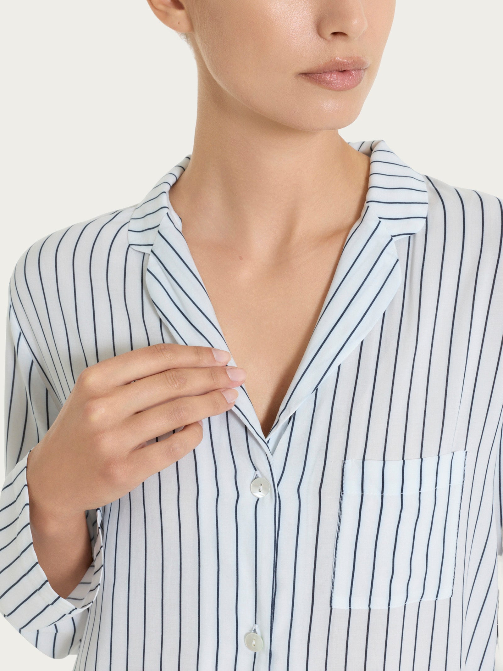 Ragno EcoSeta pigiama lungo donna righe Fant.Bleu