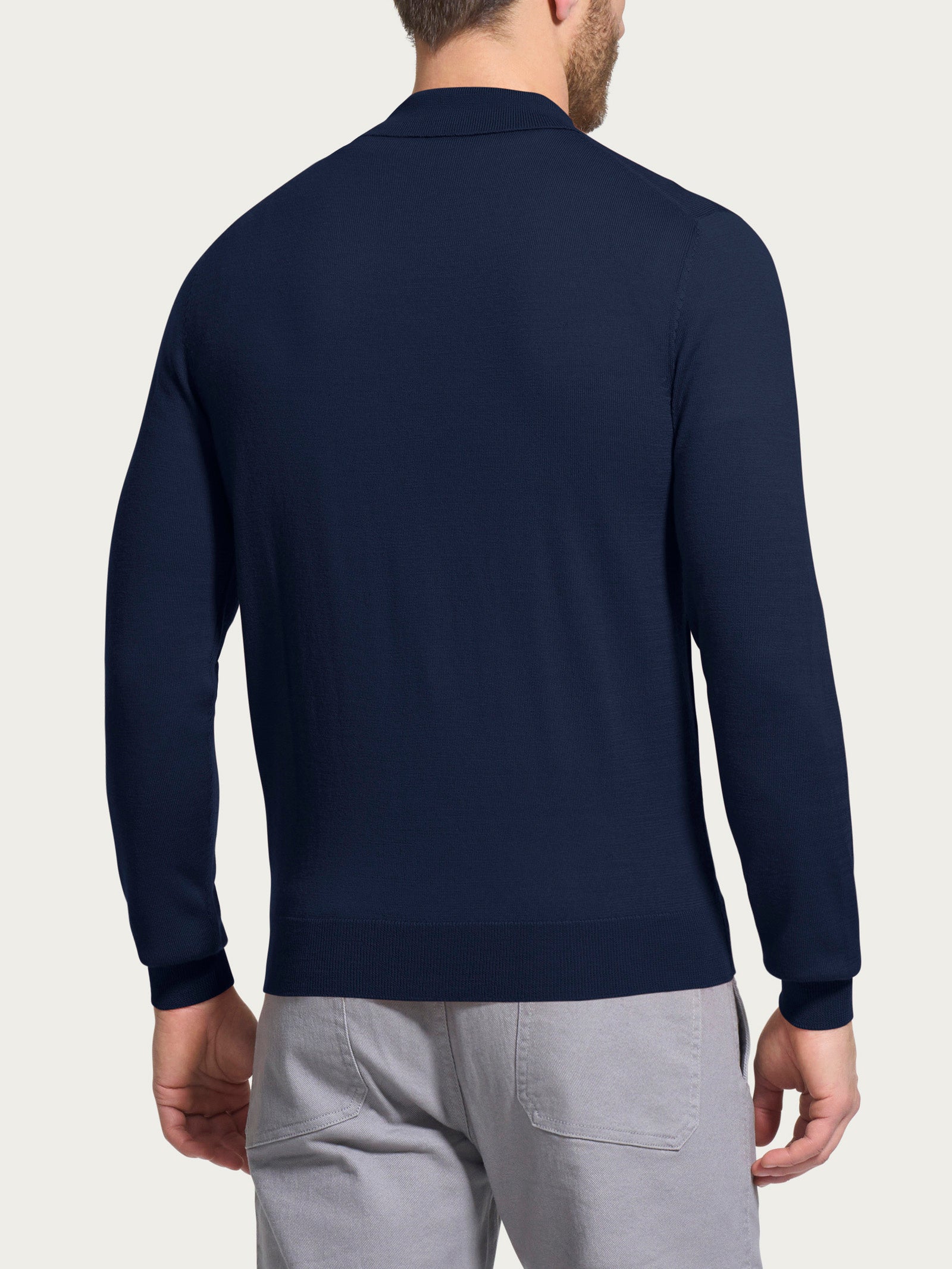 Ragno Merino Soft Polo Manica Lunga Bleu lana