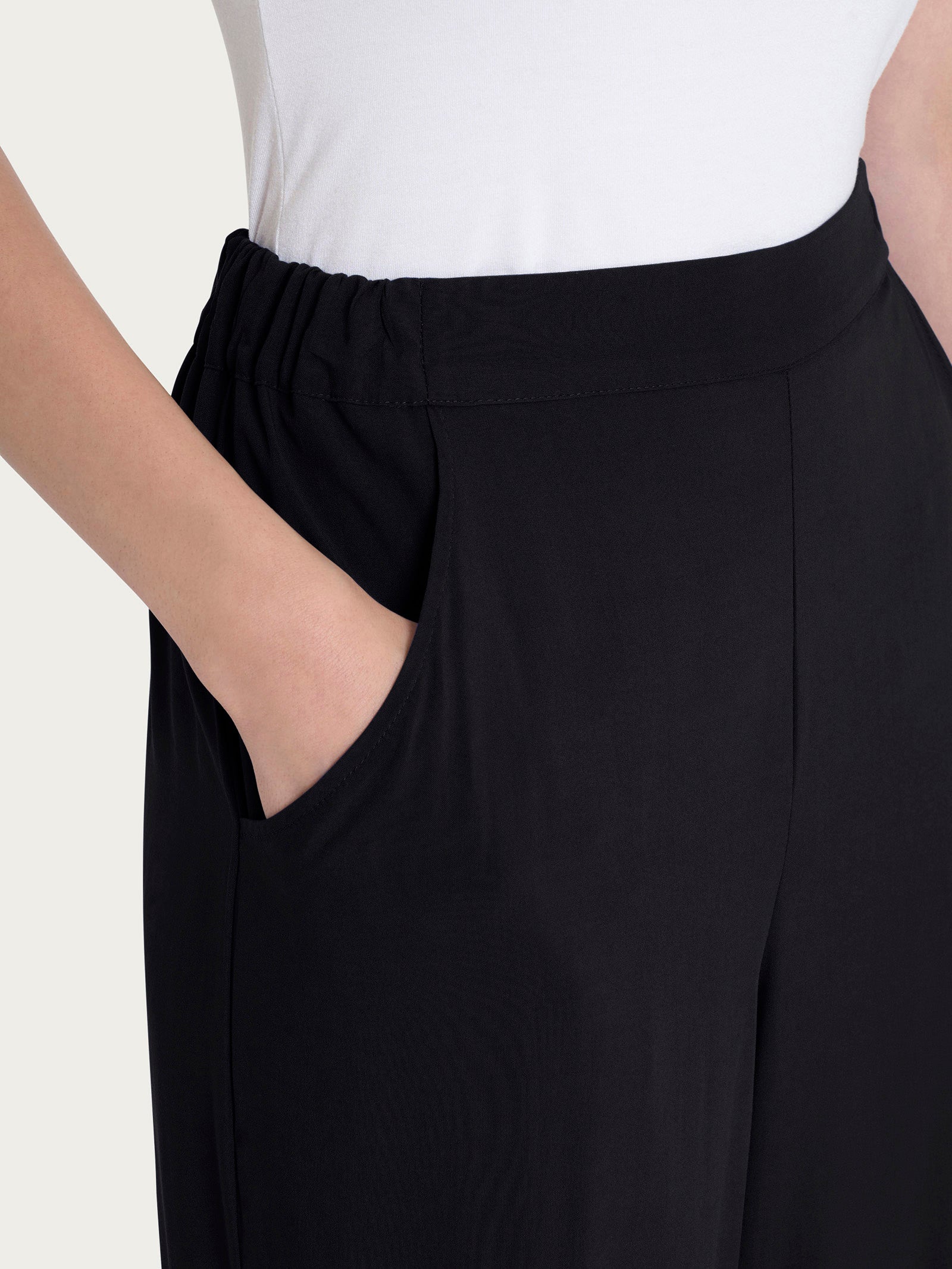 Ragno EcoSeta Pantalone Ampio Nero gamba larga