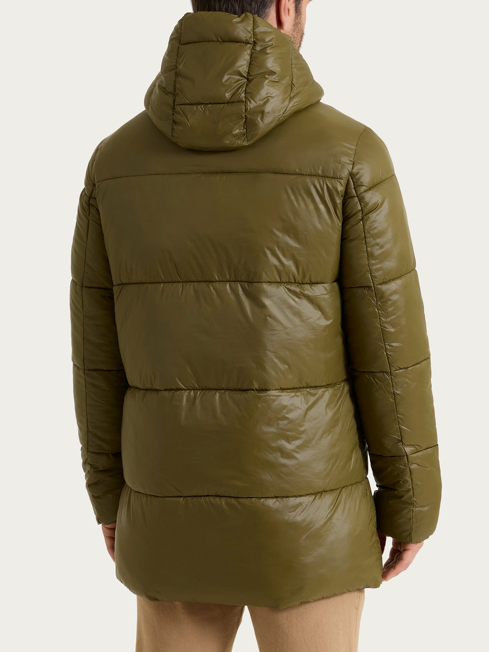 Ragno Vegan Down Piumino Uomo Verde Cappuccio Shiny