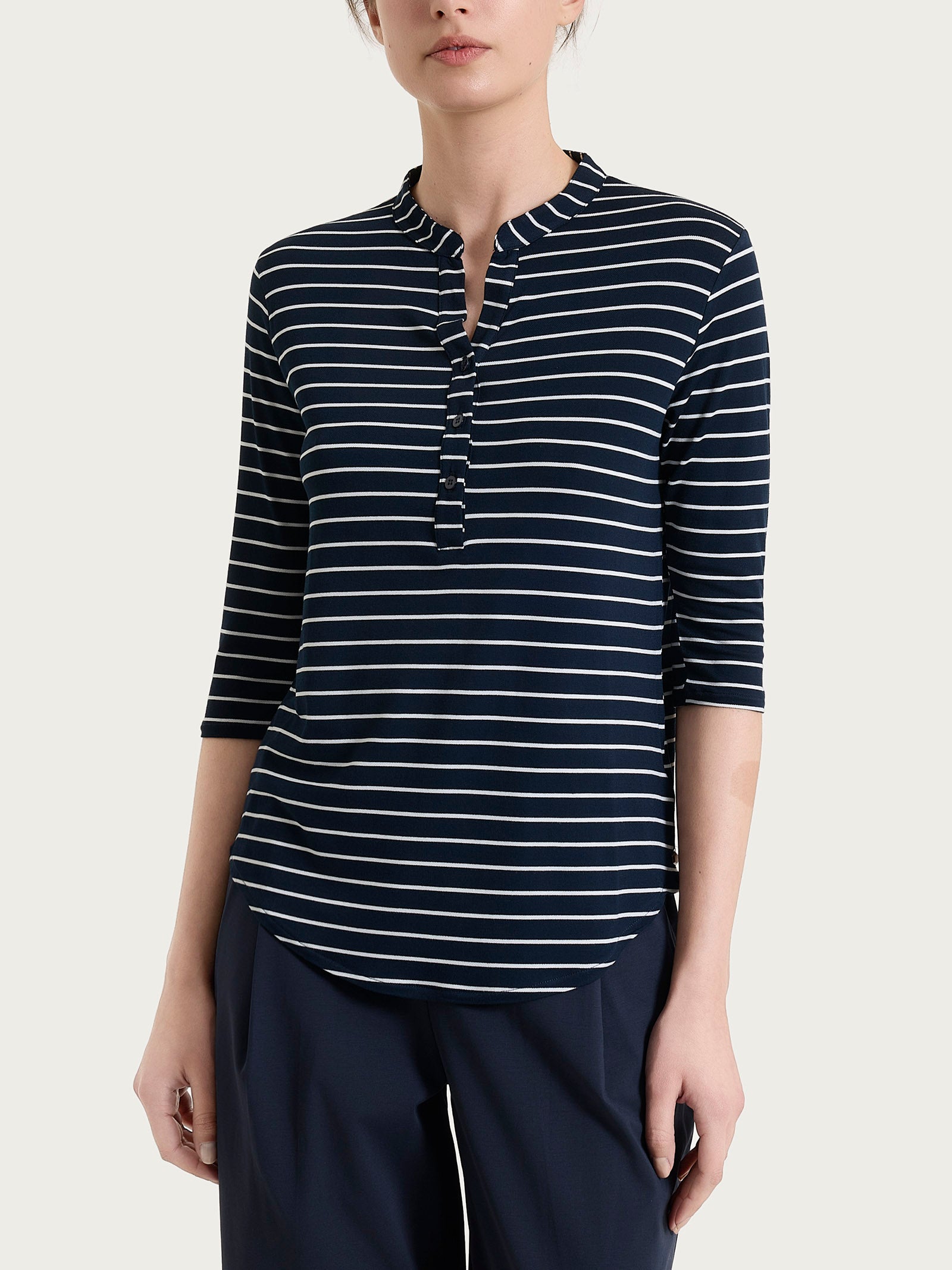 Ragno Summer Light serafino maglietta righe Fant.Bleu fresca