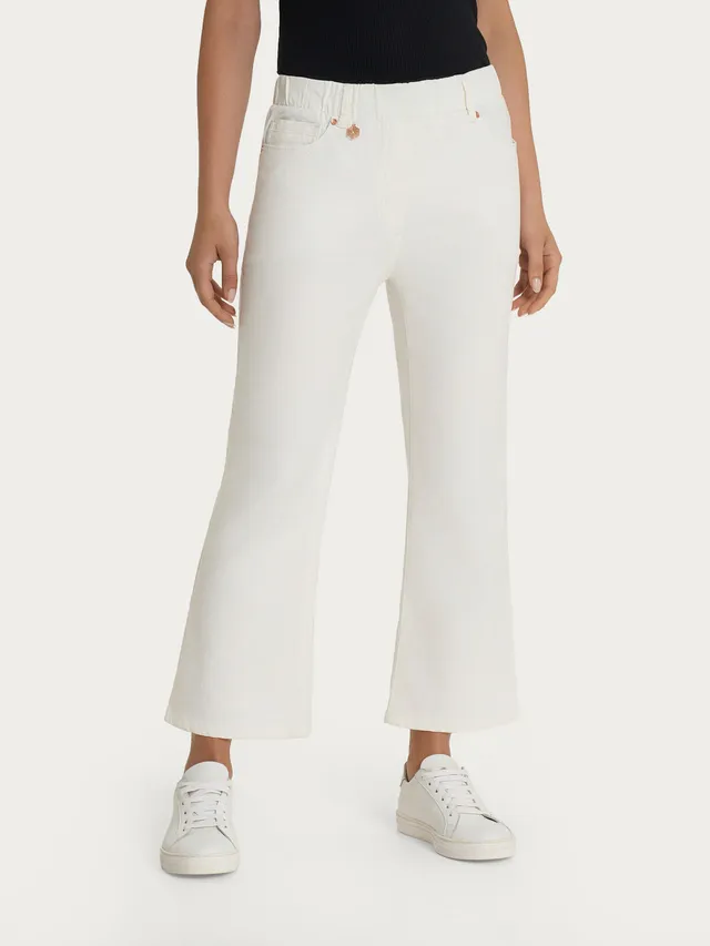 Ragno Super Denim Jeans Flare Cropped Bianchi denim leggero