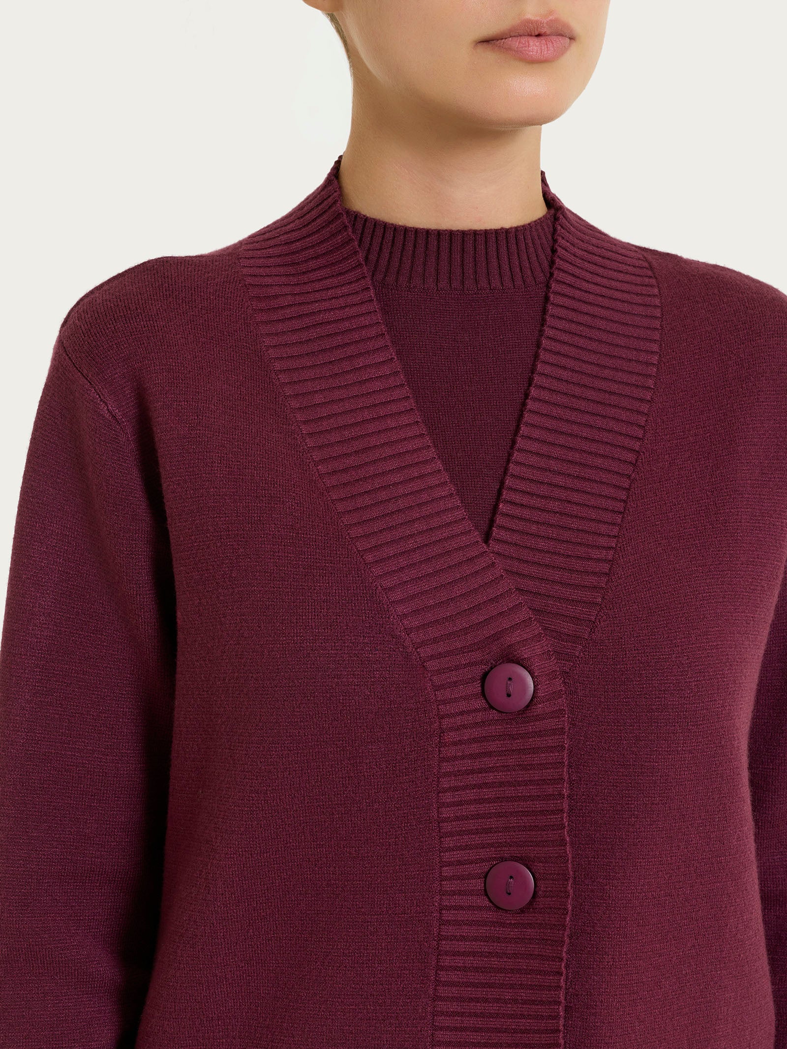 Ragno Super Soft cardigan asimmetrico bottoni Fig viscosa