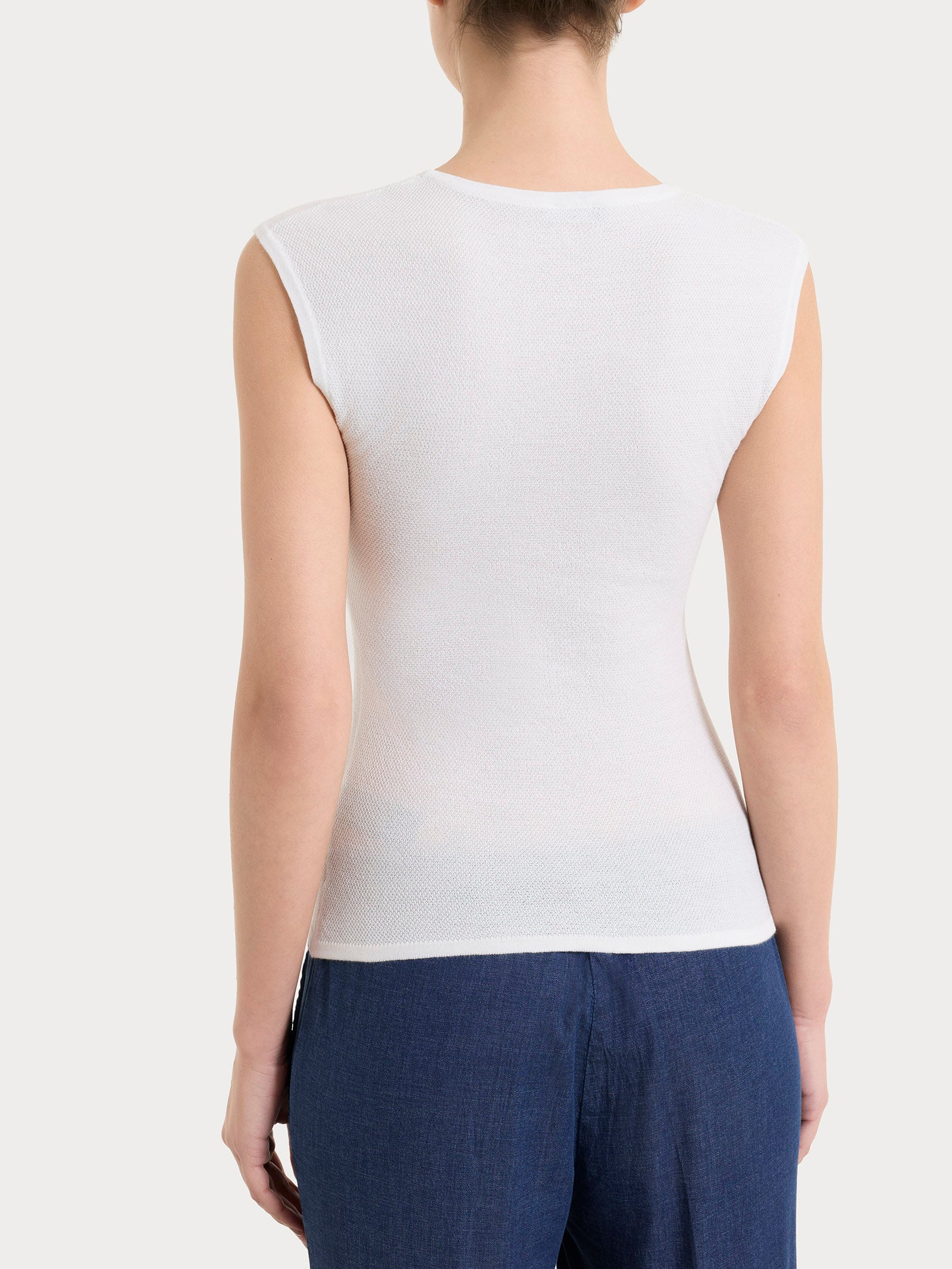 Ragno Puro Cotone Gilet Smanicato Bianco Piquet