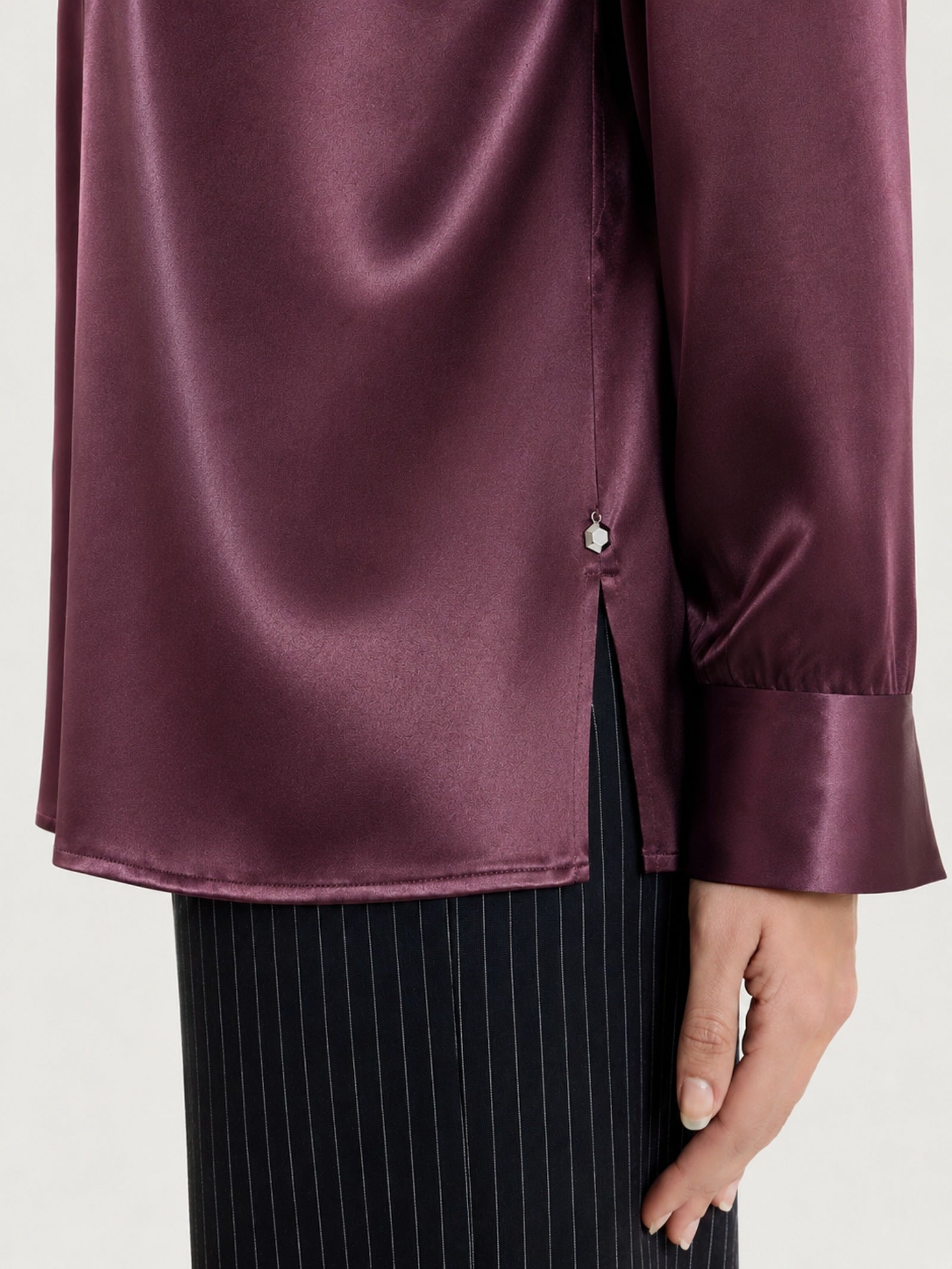 Ragno Stretch Satin blusa manica lunga viola Huckleberry