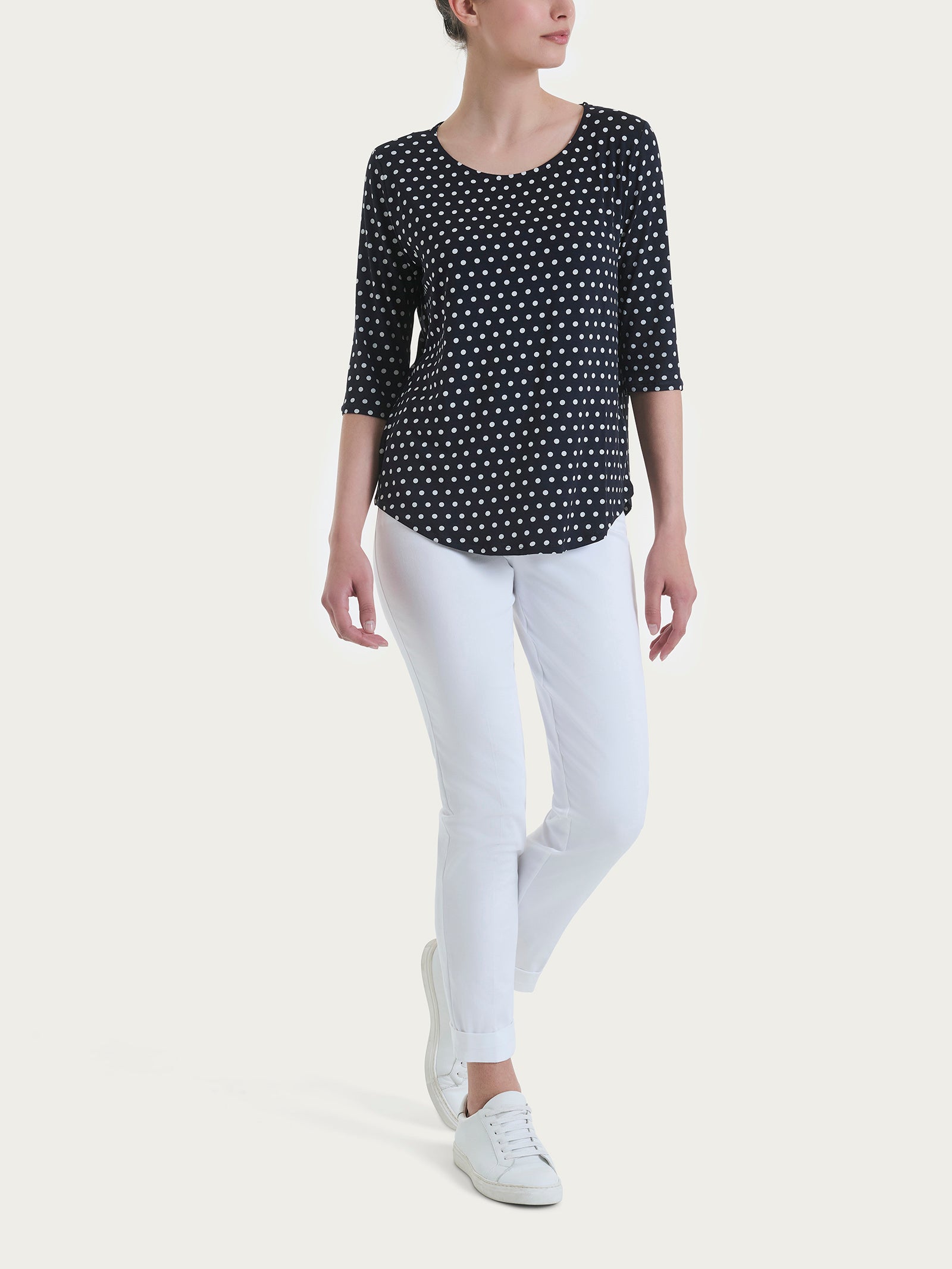 Ragno Viscosa Summer maglietta pois blu manica 3/4
