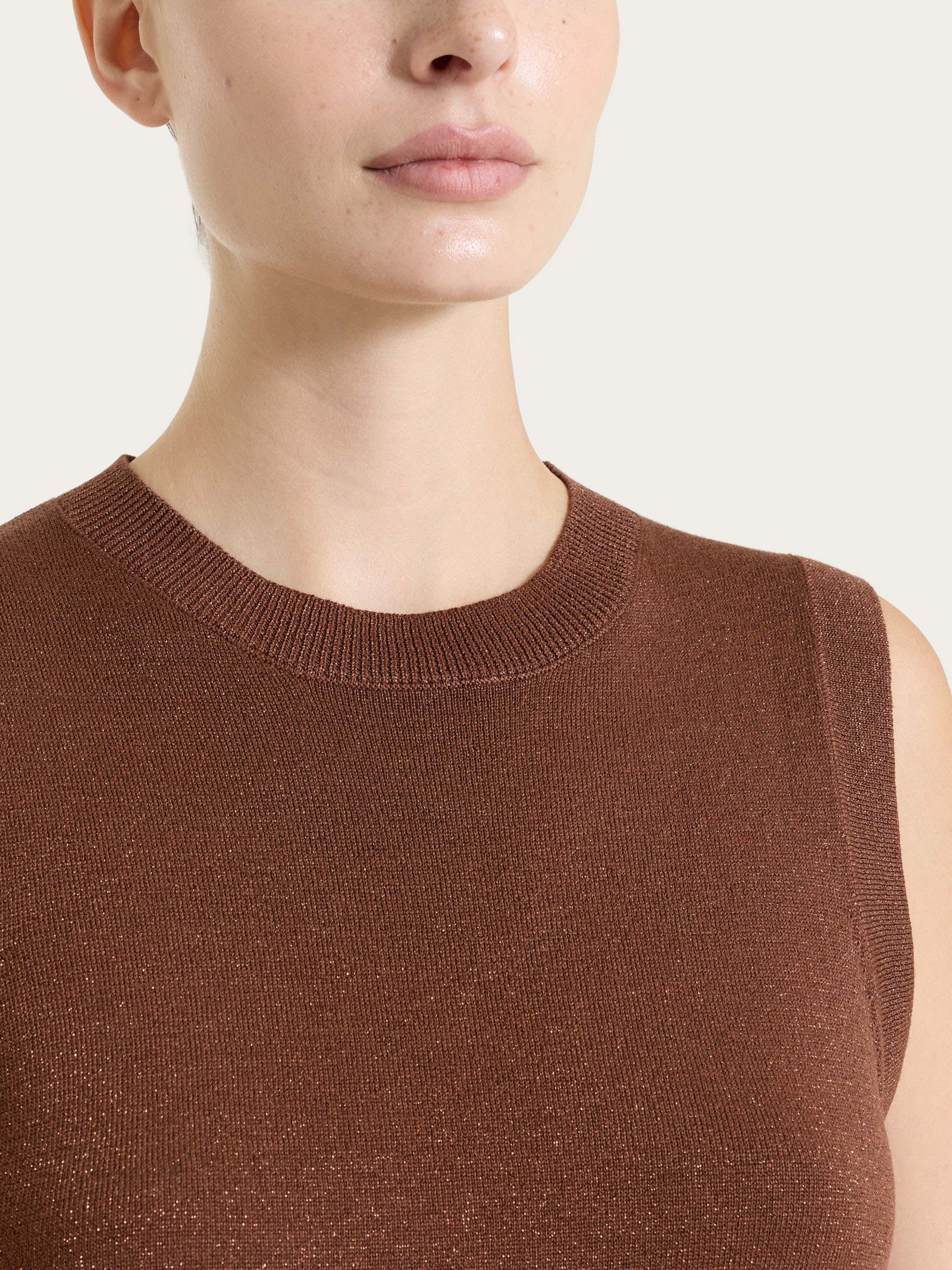 Ragno Summertime Gilet Smanicato Lurex Cappuccino Leggero