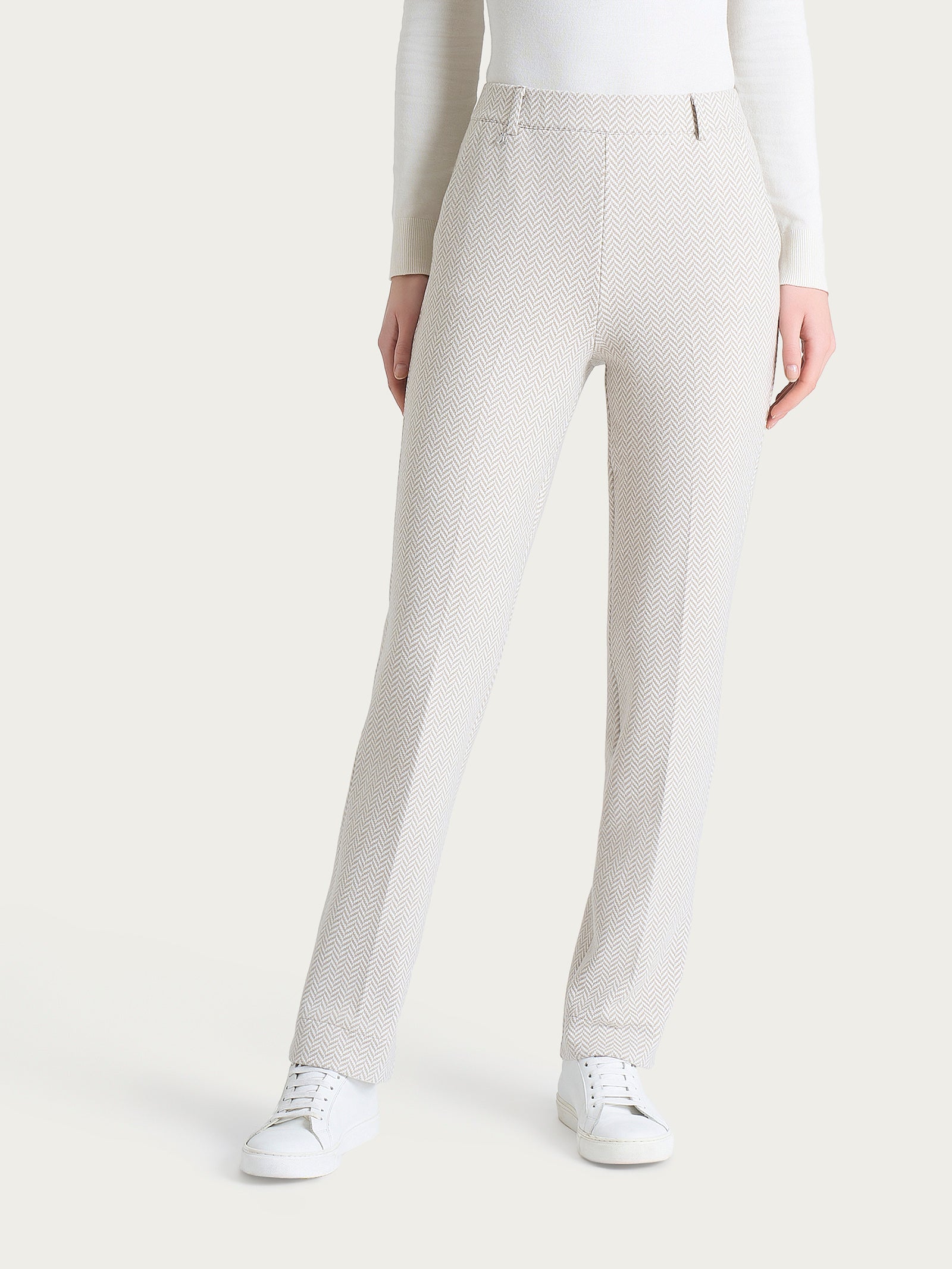 Ragno Compact pantalone dritto Fant.Avorio eco jacquard