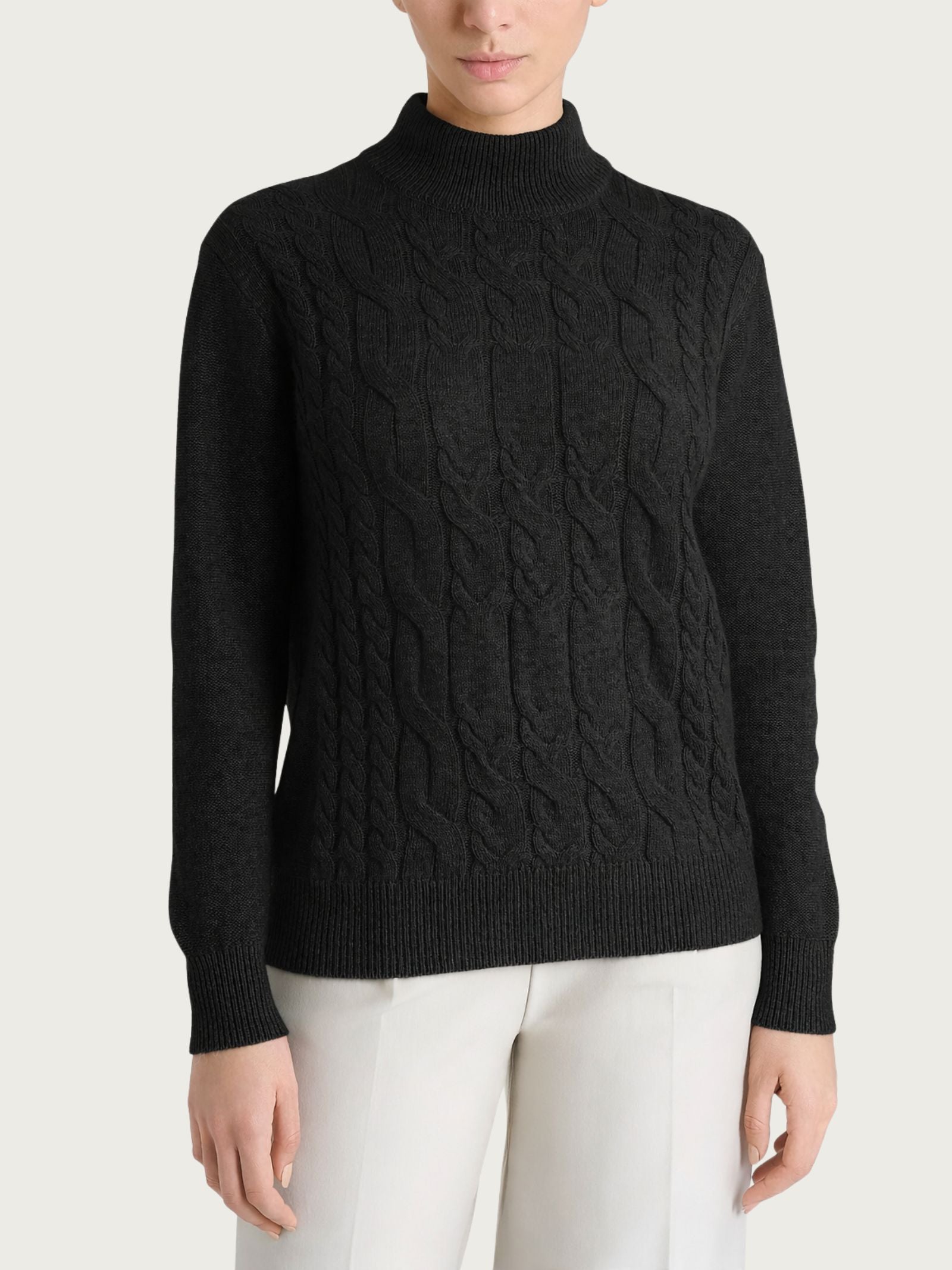 Ragno Natural Soft Lupetto Trecce Maglia Nero