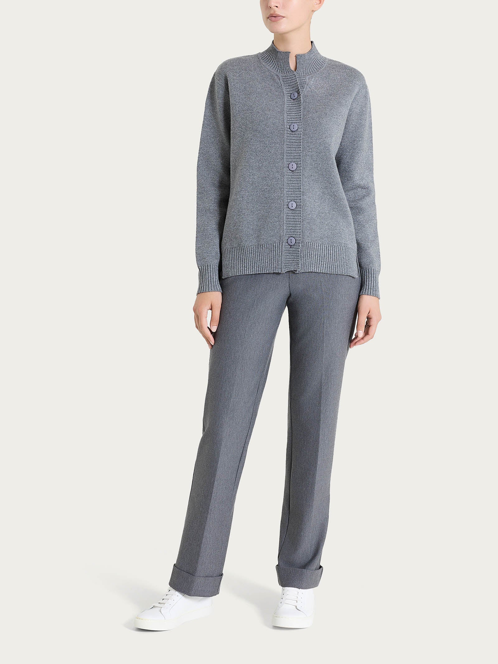 Ragno Super Soft Cardigan Collo Alto Maglia Ferro Mel.