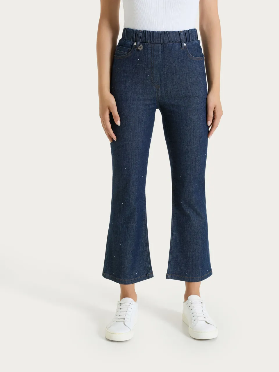 Ragno Light Denim jeans flare strass donna indigo