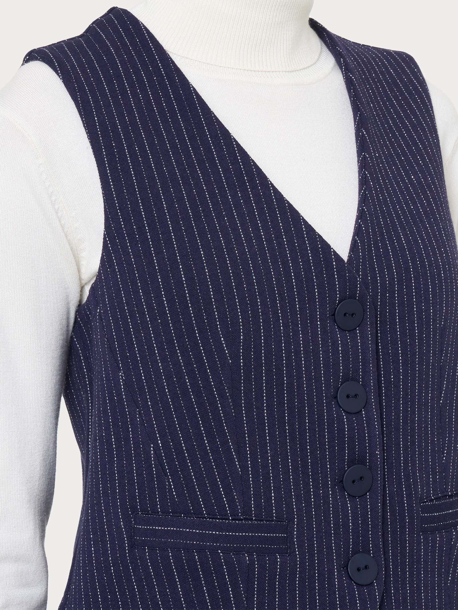 Ragno gilet 4 bottoni eco jacquard gessato Fantasia Bleu