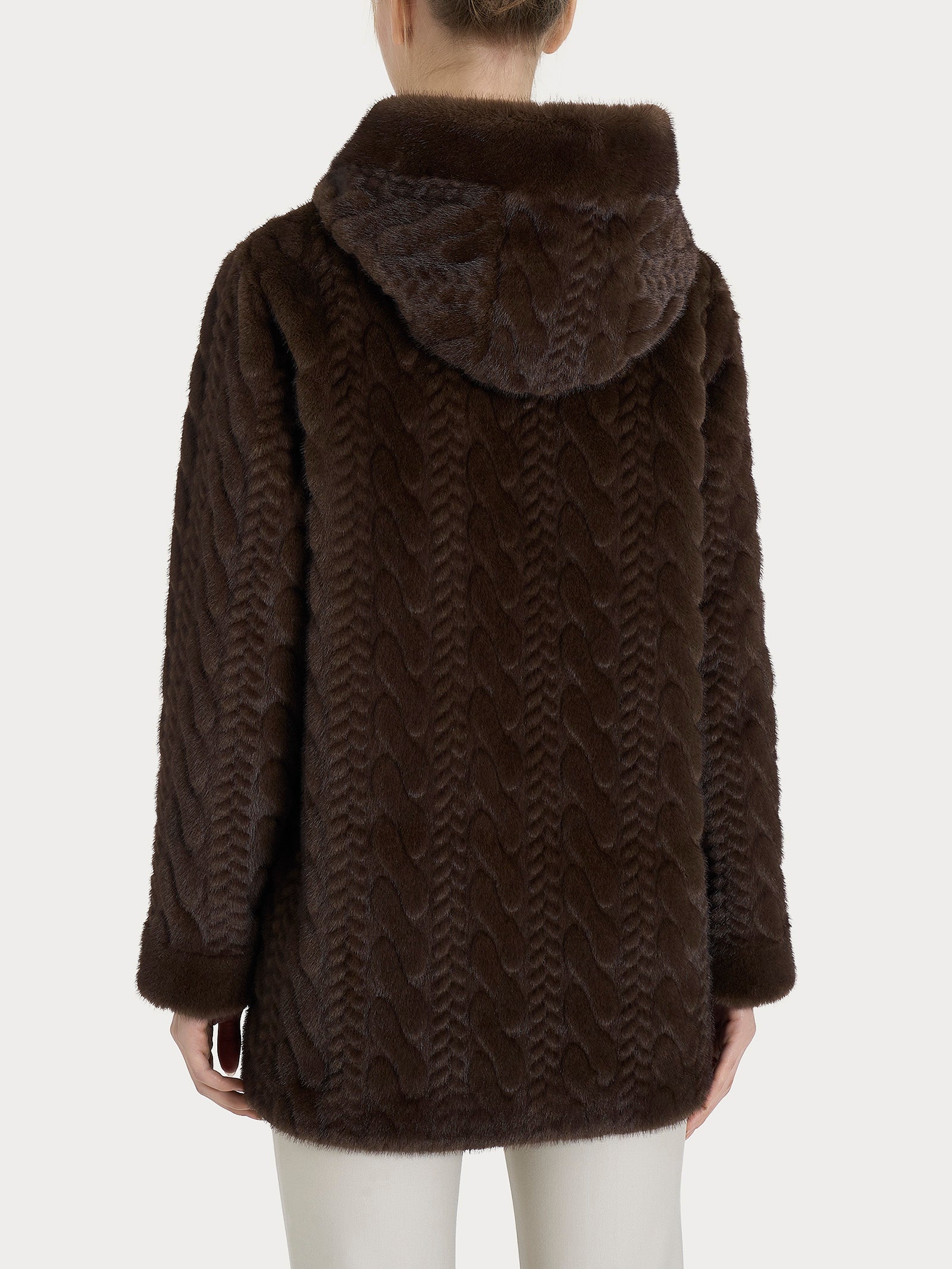 Ragno cappotto double-face Vegan Fur marrone donna