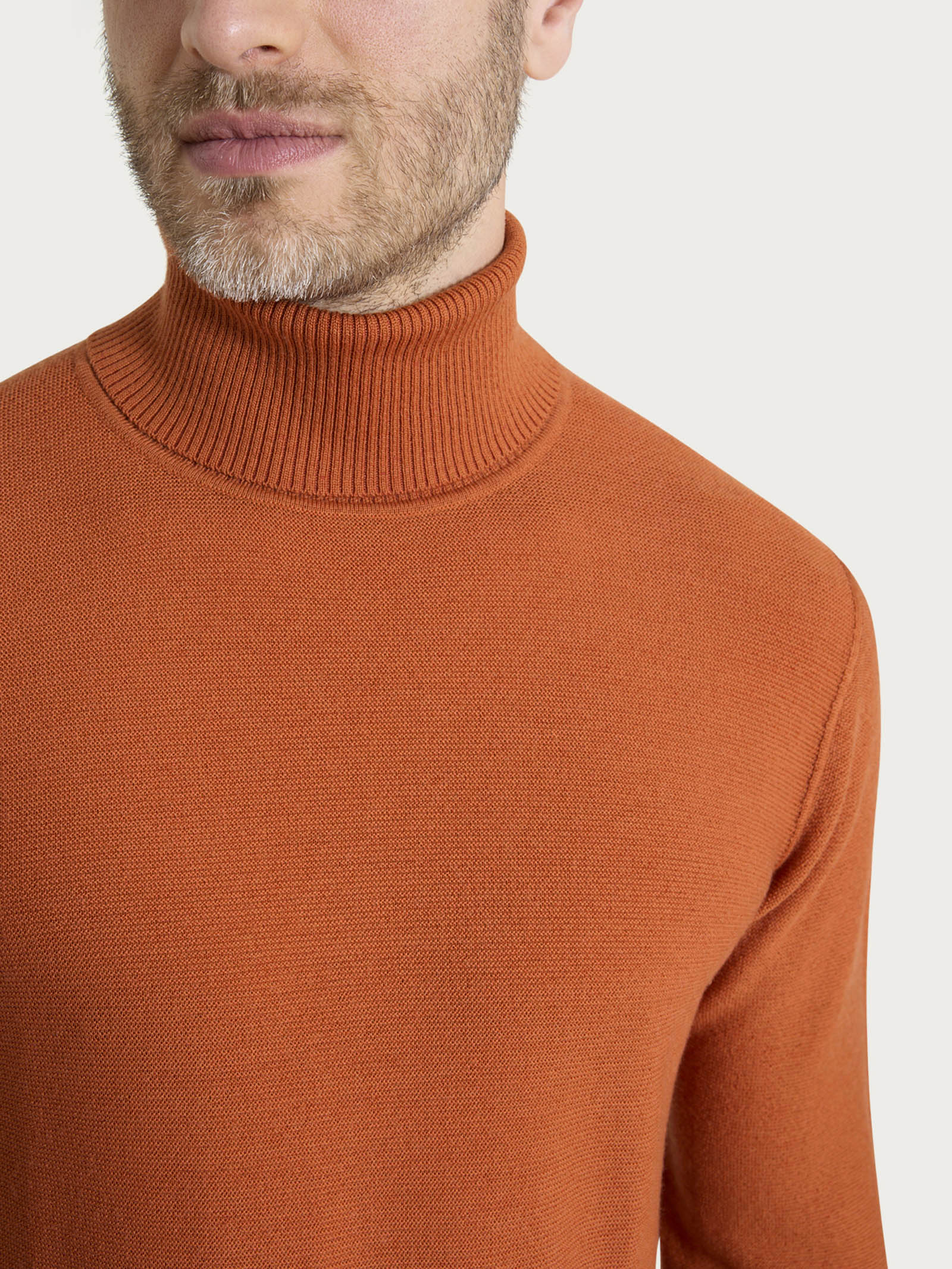 Ragno Merino Soft dolcevita uomo Rust lana