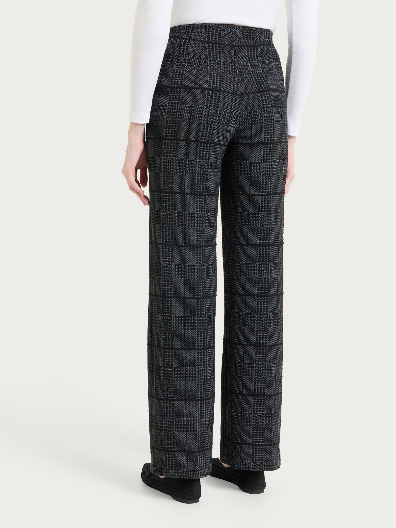 Ragno Compact pantalone ampio check Fant.Nero jacquard
