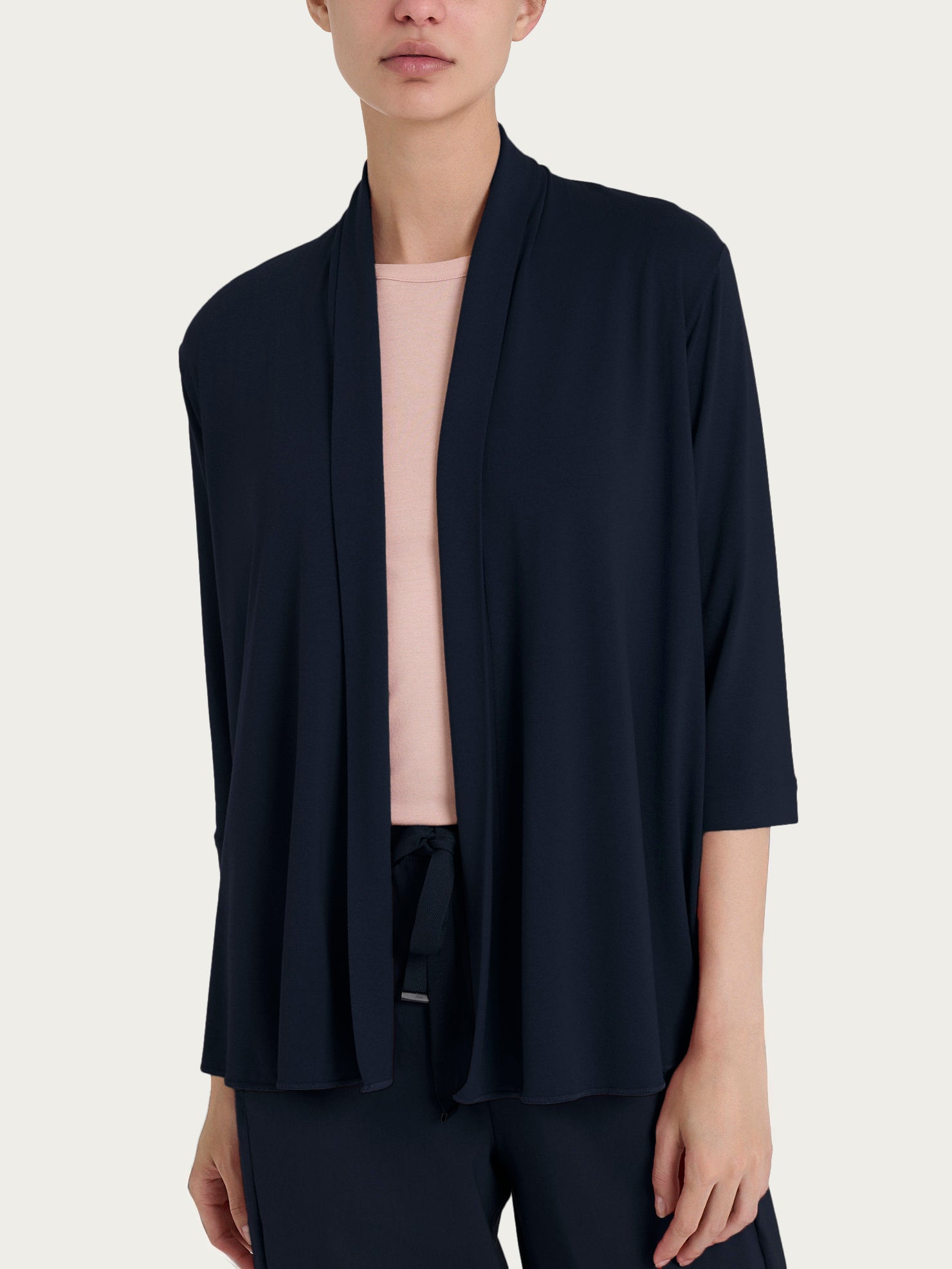 Ragno Cardigan corto aperto jersey cardigan blu viscosa crêpe