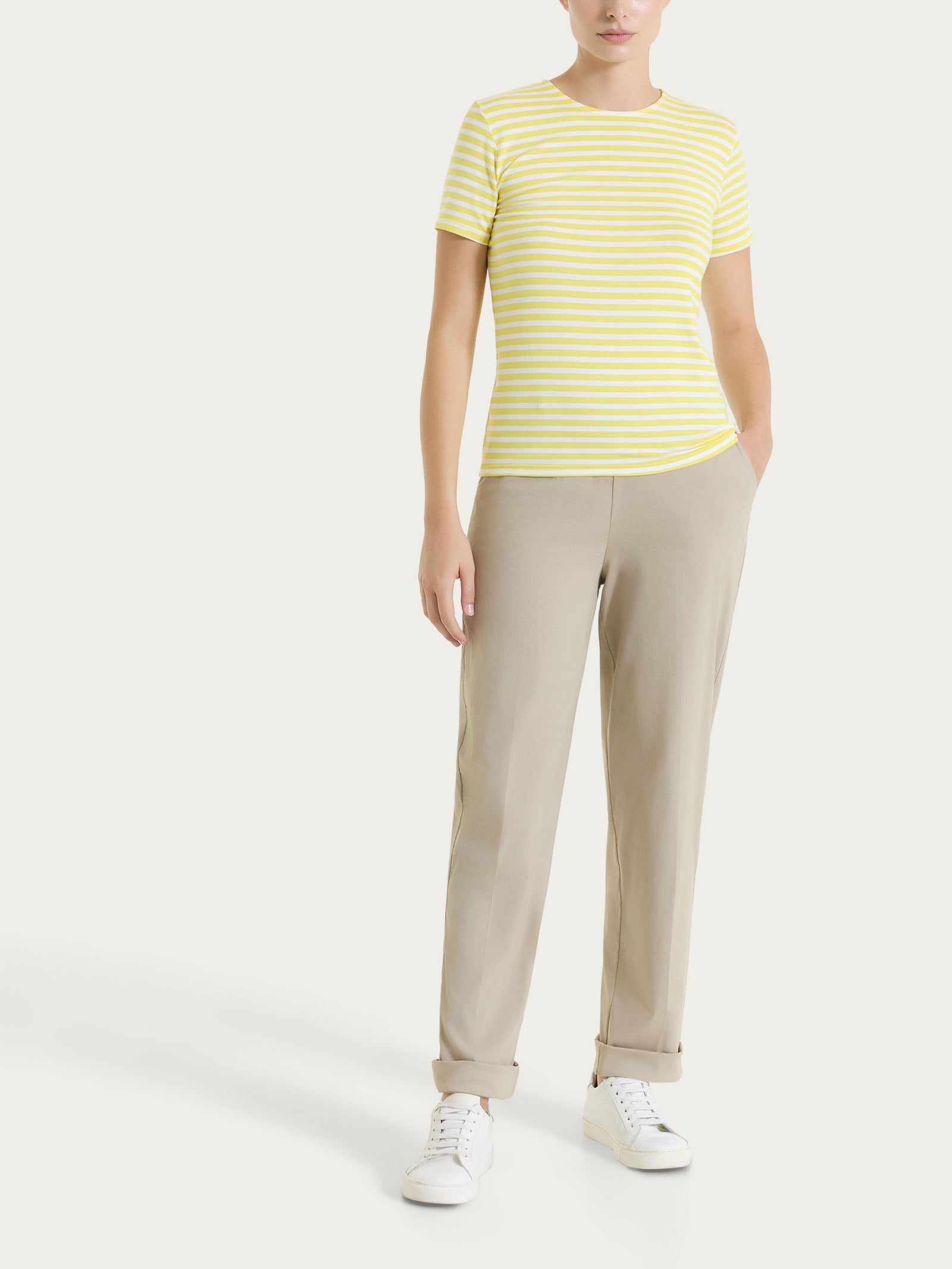 Ragno Viscosa Summer Maglietta Rigata Acacia Skinny