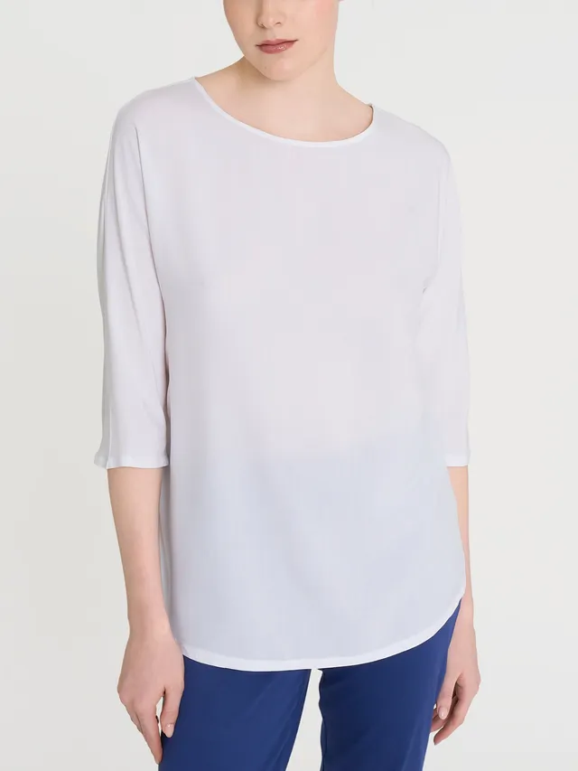 Ragno Viscosa Summer Maglietta Kimono 3/4 Bianco