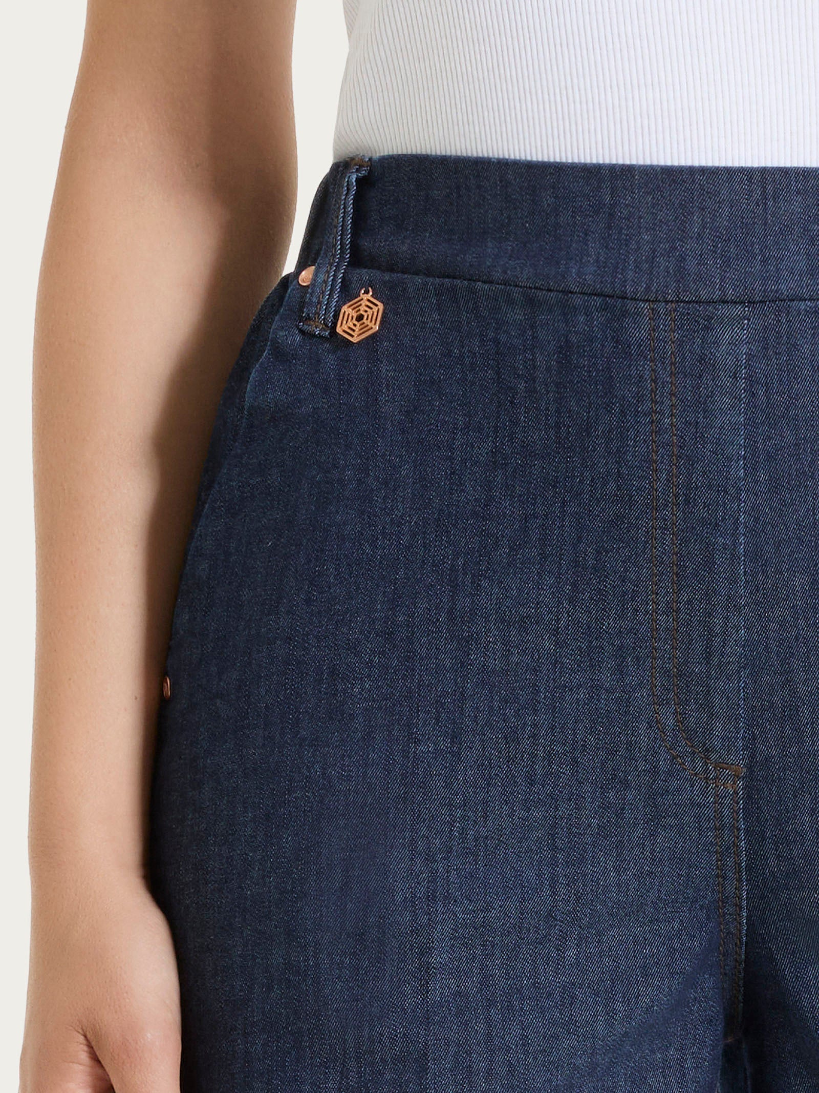Ragno Super Denim Jeans cropped gamba larga indigo