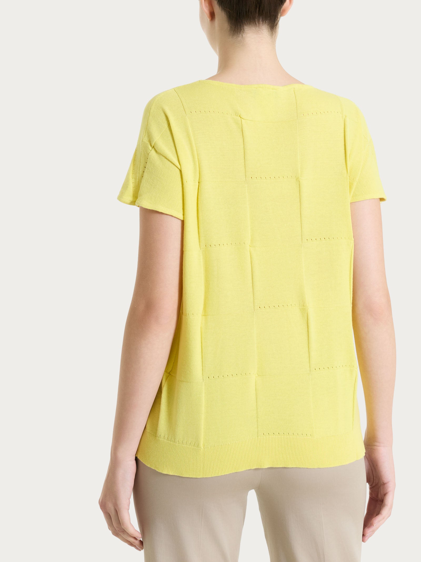 Ragno Puro Cotone Maglia Check Manica Corta Maglia Acacia