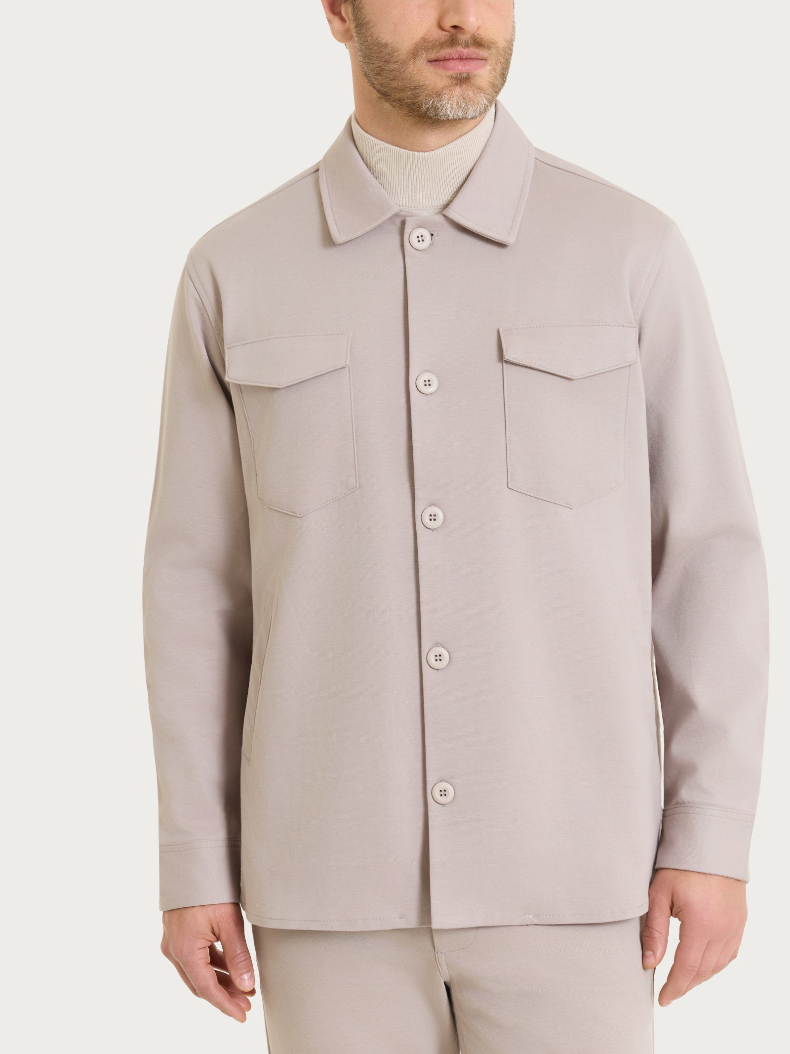 Ragno Cotton Compact Shacket giacca grigia String elasticizzata