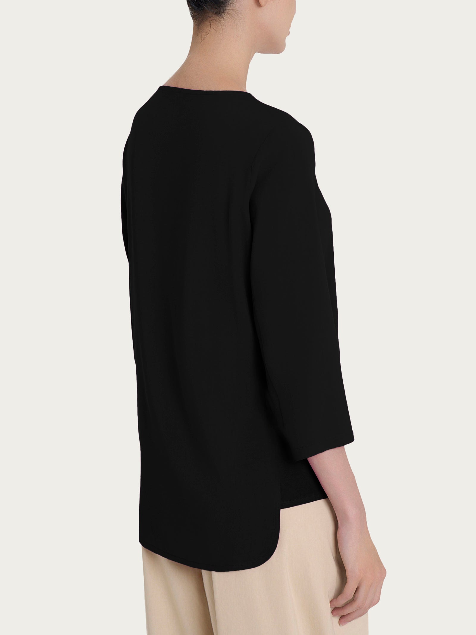 Ragno Viscosa Summer maglia girocollo inserto laterale nero