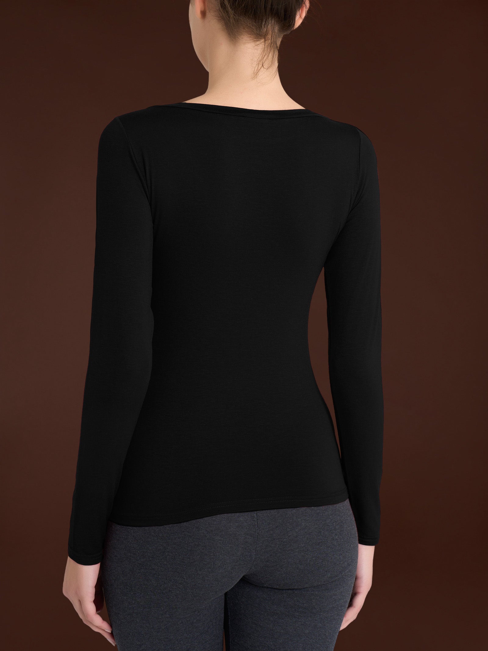 Ragno Tenderwool Maglietta Scollo a Barchetta Nero misto lana