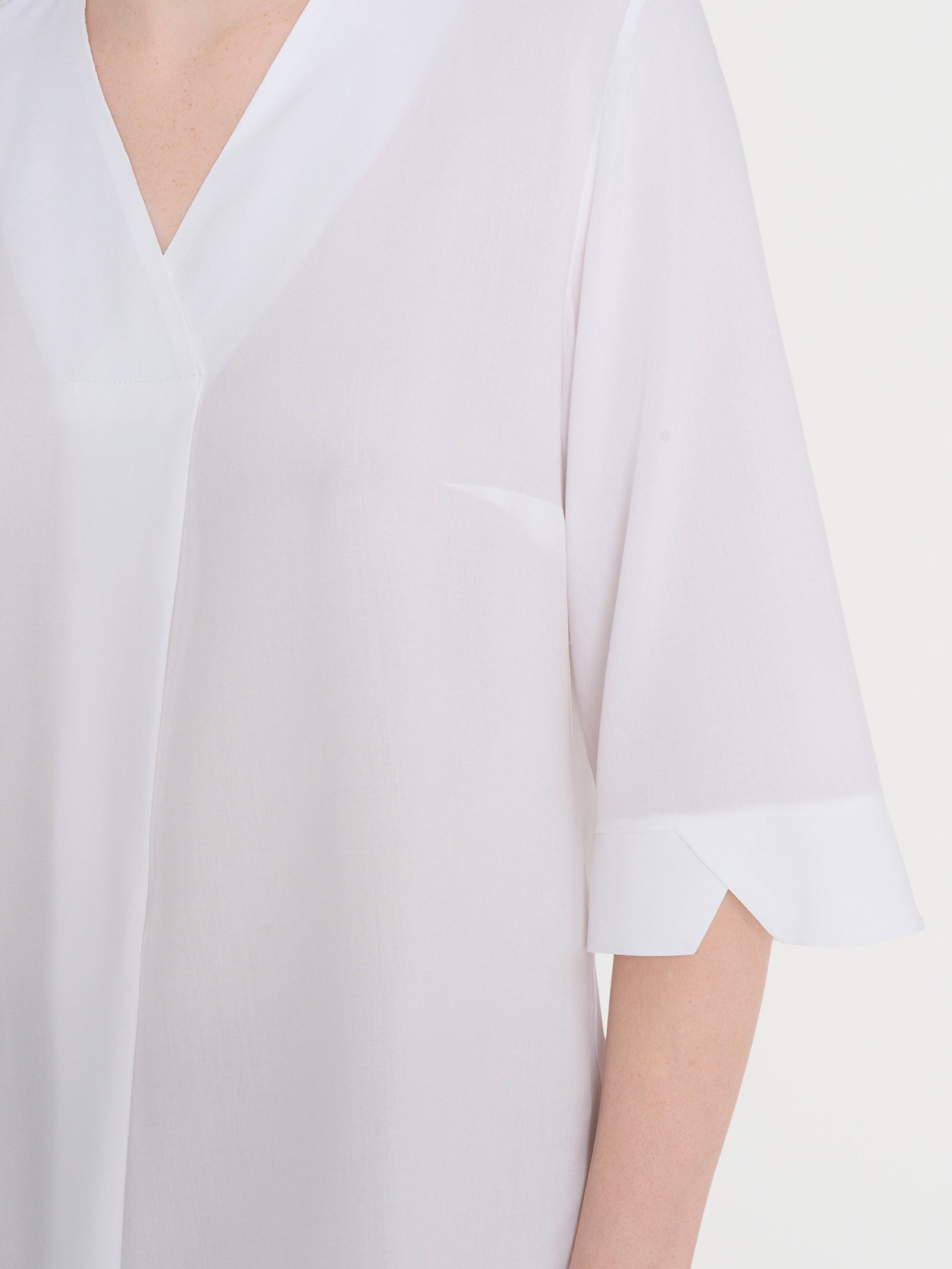 Ragno EcoSeta Blusa scollo V manica 3/4 Bianco raso viscosa