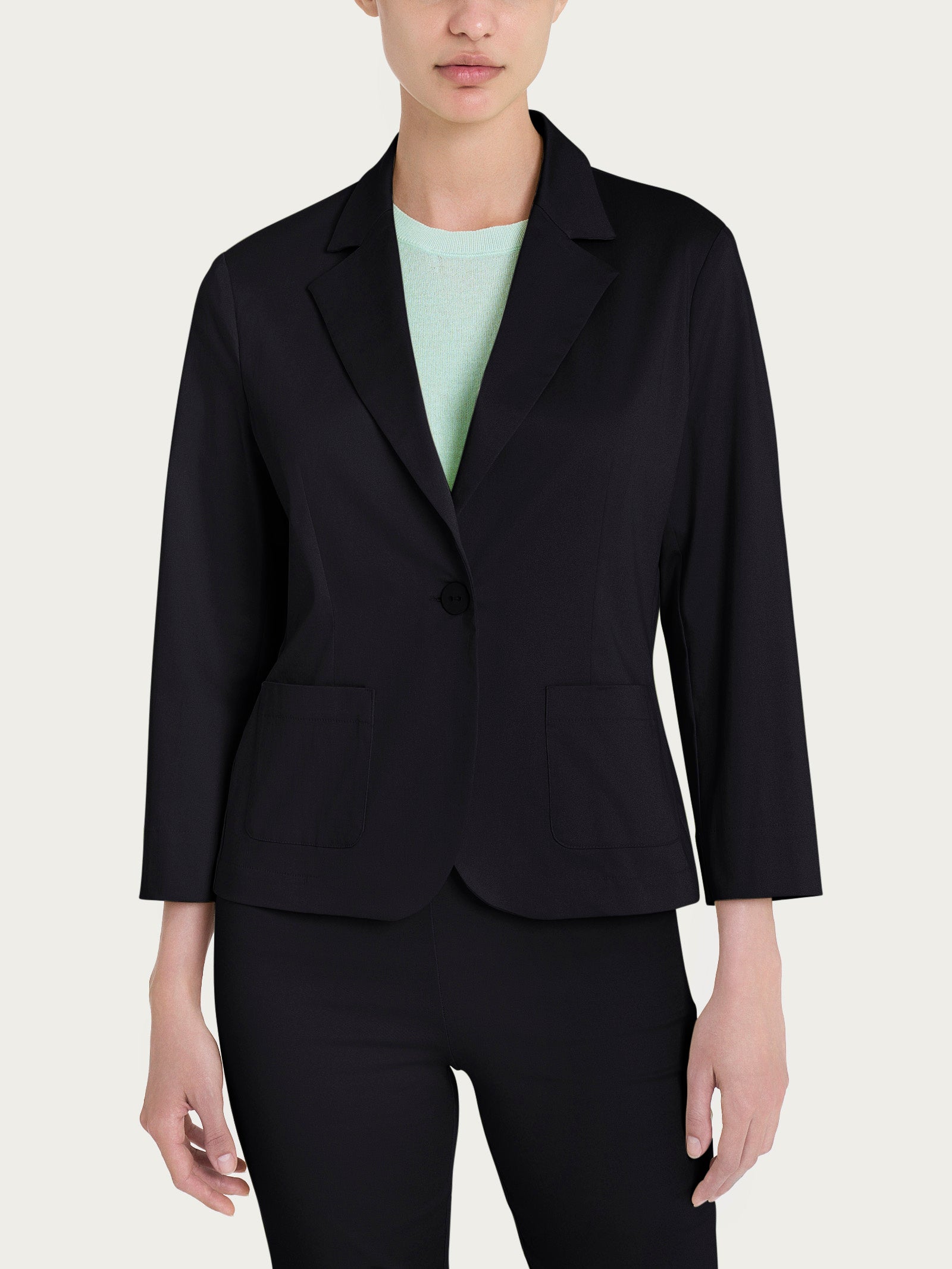Ragno Satin Power Blazer Corto Nero 1 Bottone Cotone