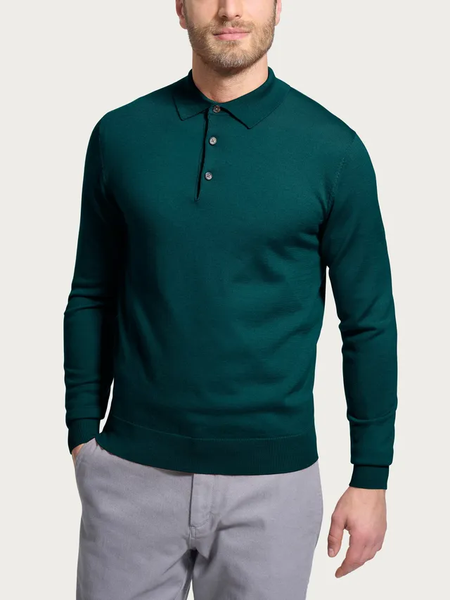 Ragno Merino Soft Polo maglia Ponderosa Pine lana