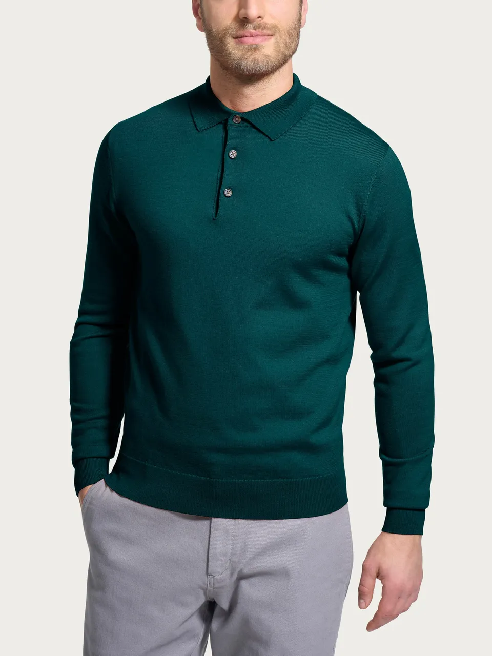 Ragno Merino Soft Polo maglia Ponderosa Pine lana