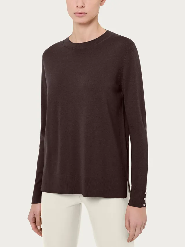 Ragno Maglia Girocollo Perline Merino Soft Chocolate Torte