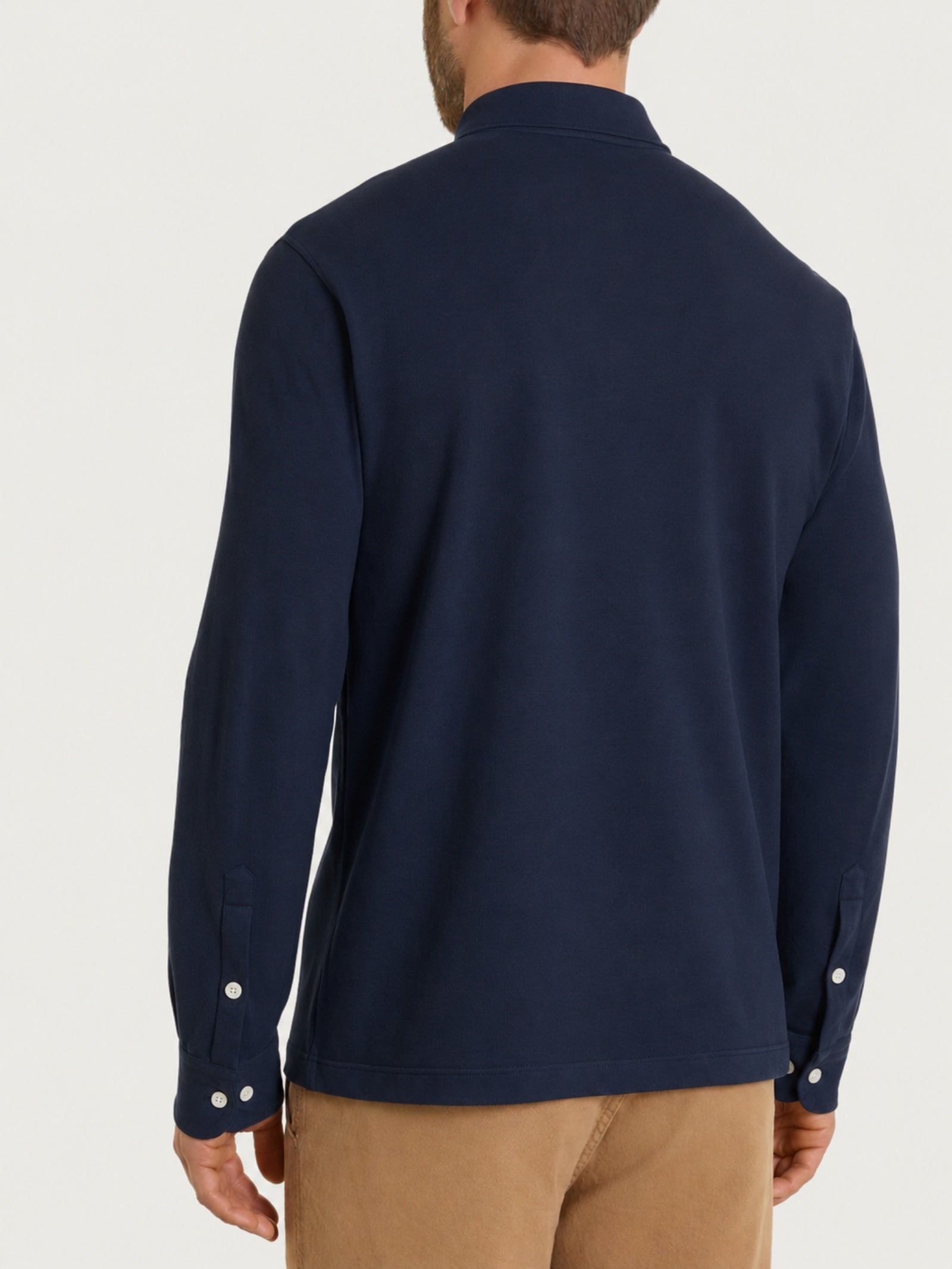 Ragno Puro Cotone polo uomo manica lunga blu