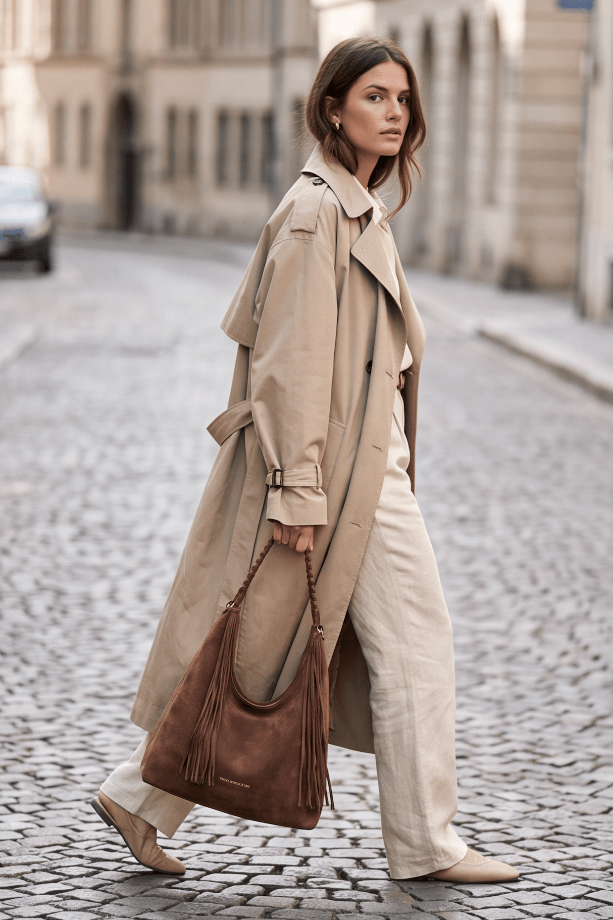 Maria Grazia Severi 9135 Borsa Hobo Frange Scamosciata