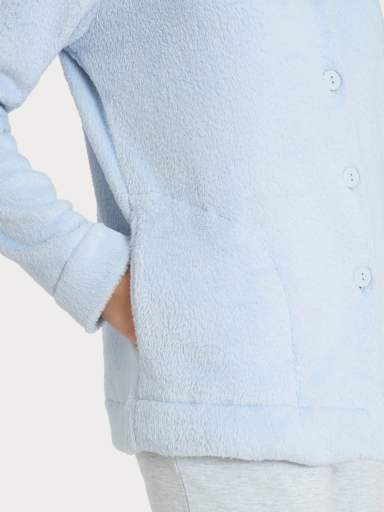 Ragno Pigiama Lungo Aperto in Polar Fleece Avorio Caldo