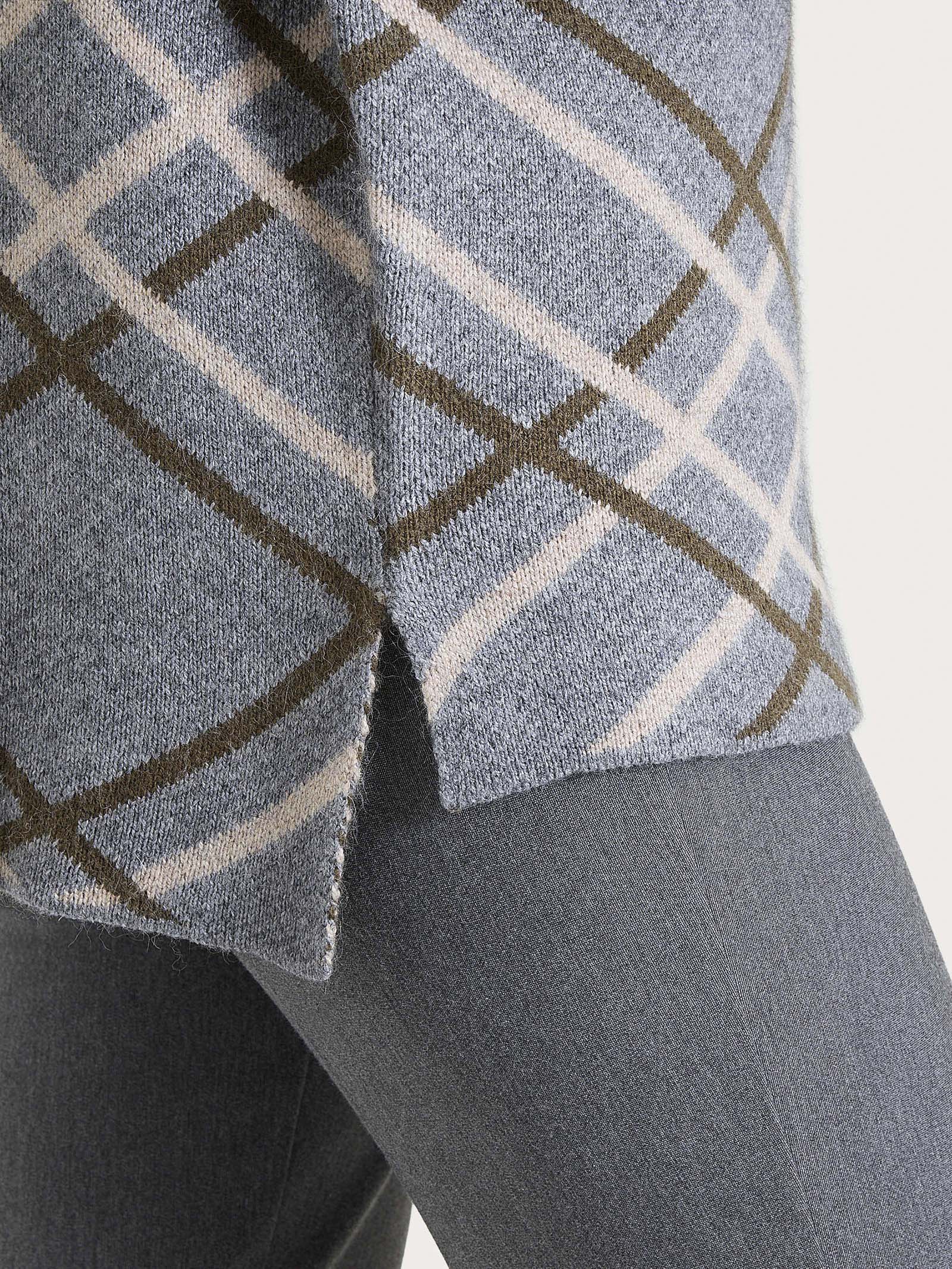 Ragno Natural Soft cardigan aperto check ferro melange