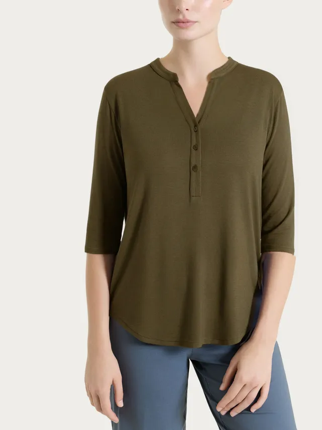 Ragno Viscosa Summer Maglietta 3/4 Dark Olive Morbida