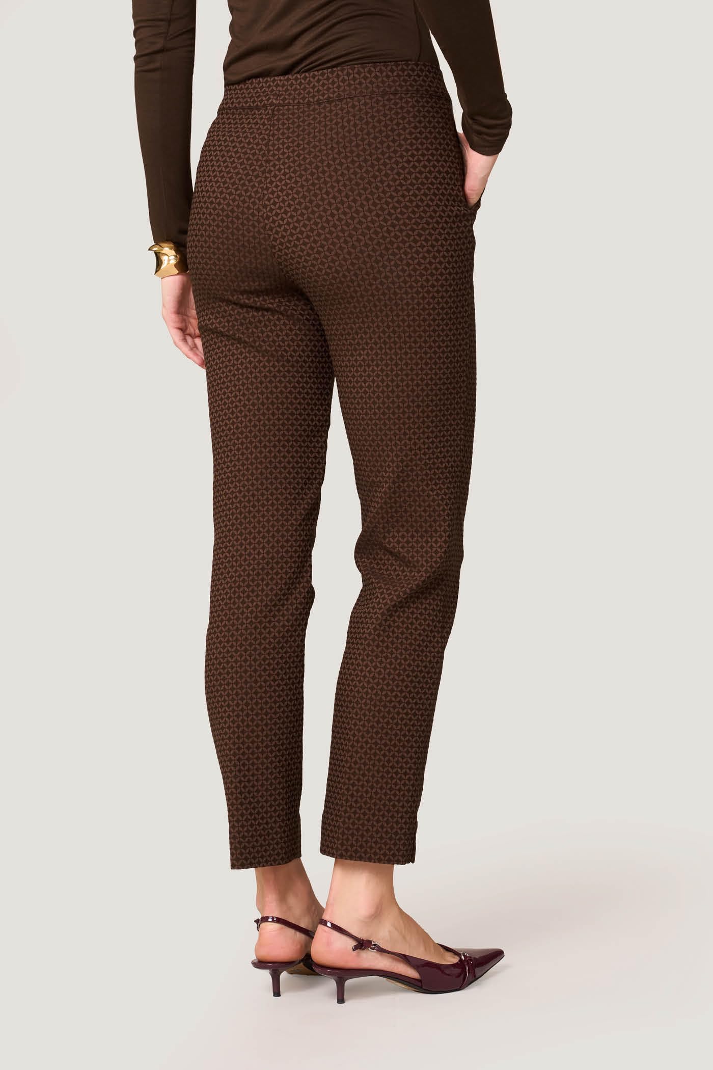 Goldenpoint Pantaloni Straight Viscosa Fantasia Geometrica