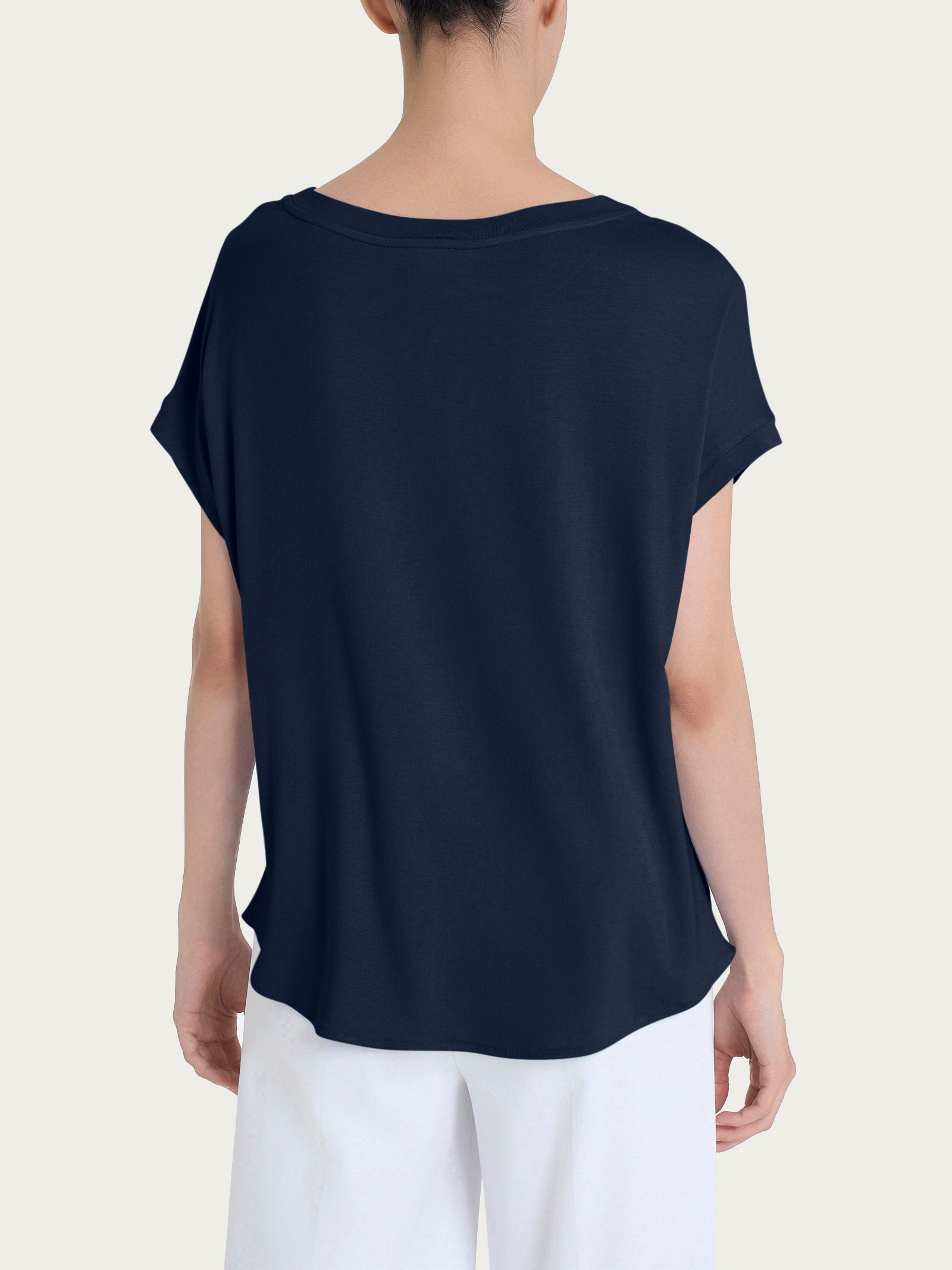 Ragno Viscosa Summer maglietta kimono Bleu girocollo