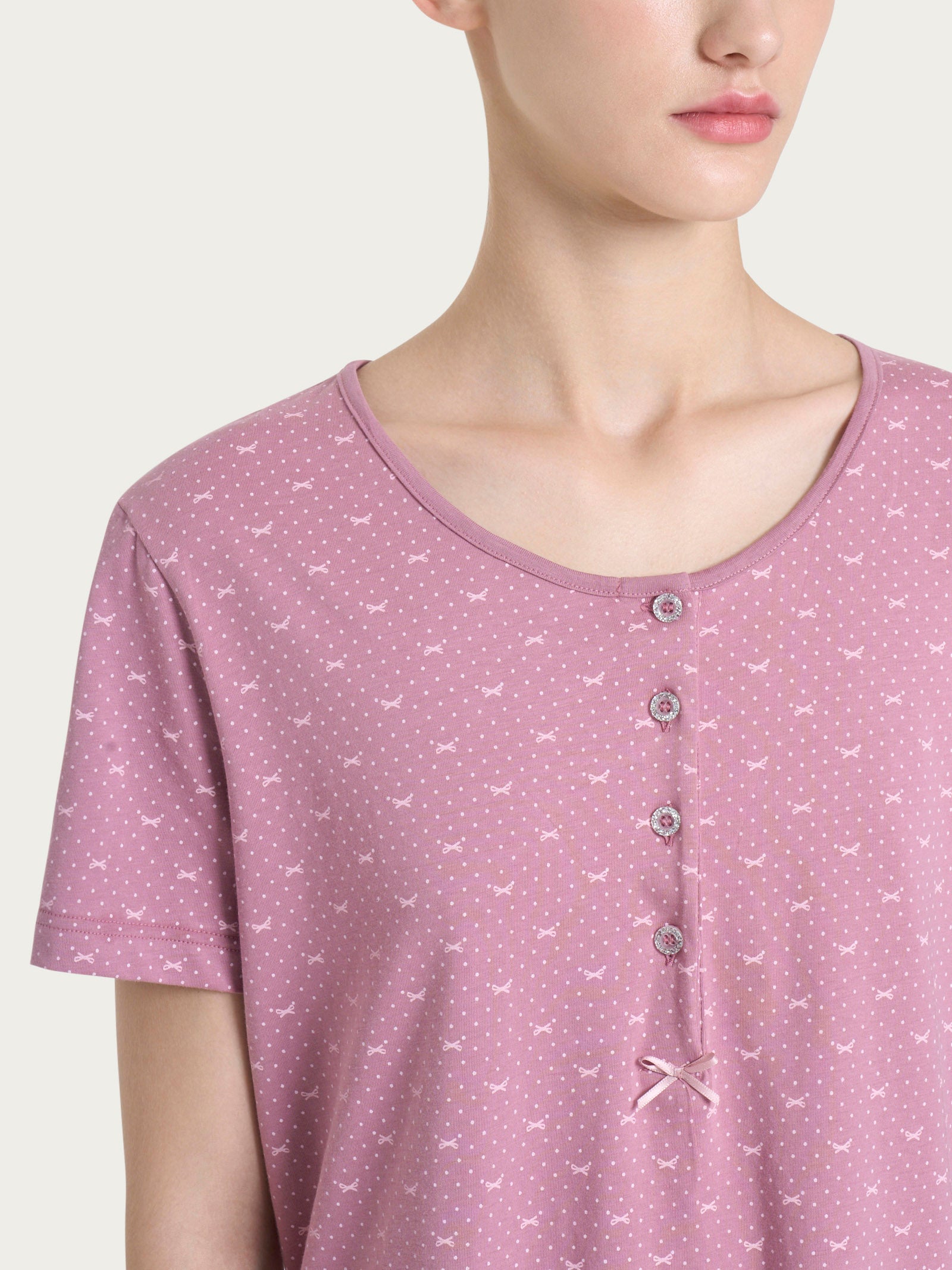 Ragno Sweet Emotion Pigiama trittico jersey cotone Dusky Orchid