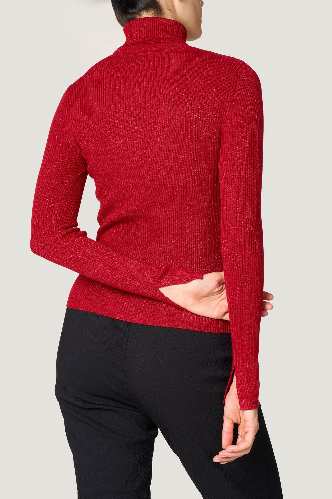Goldenpoint maglia dolcevita a costina lamè viscosa