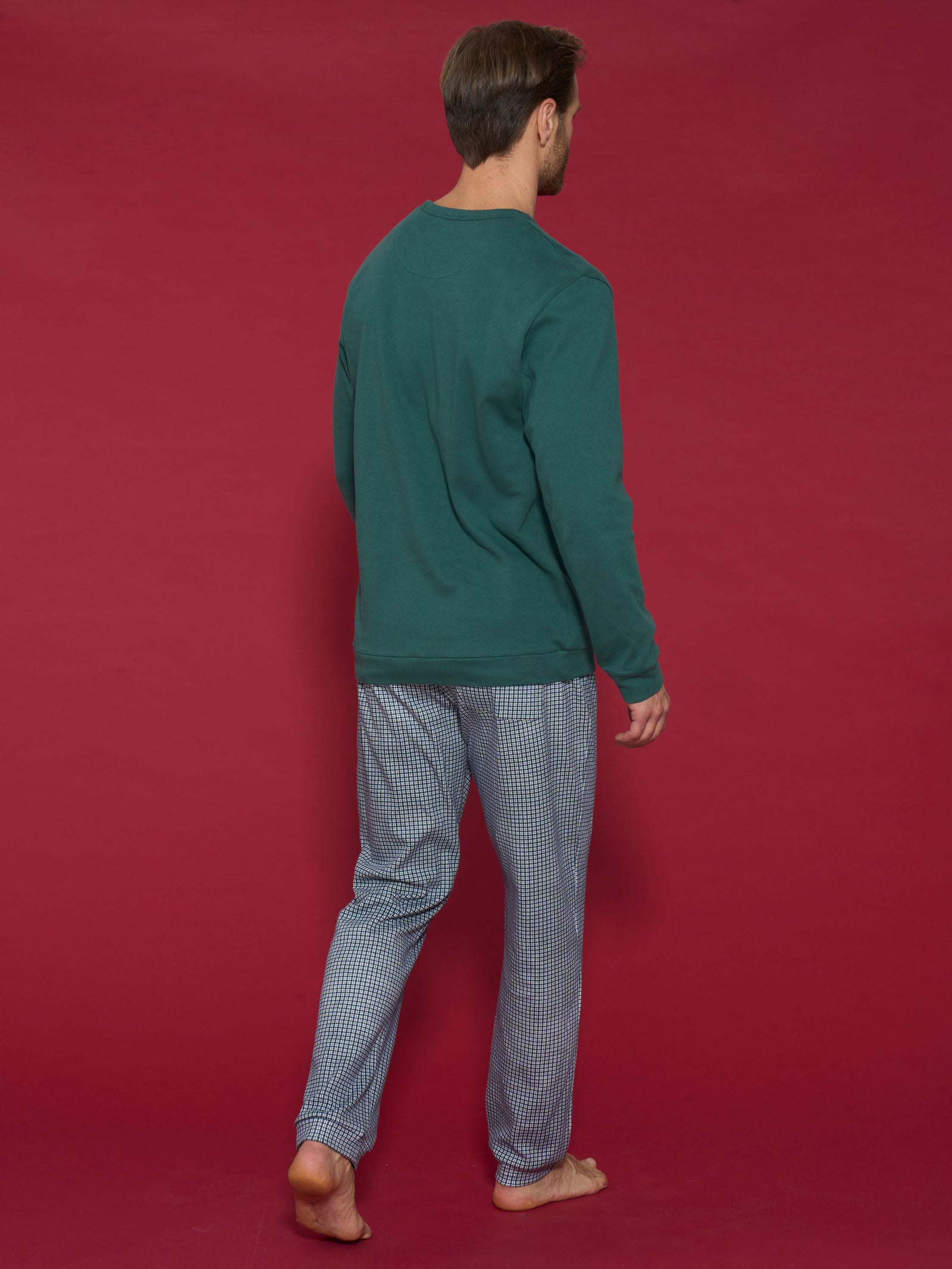 Ragno Jersey Cotone Pigiama Serafino Interlock Bistro Green Caldo