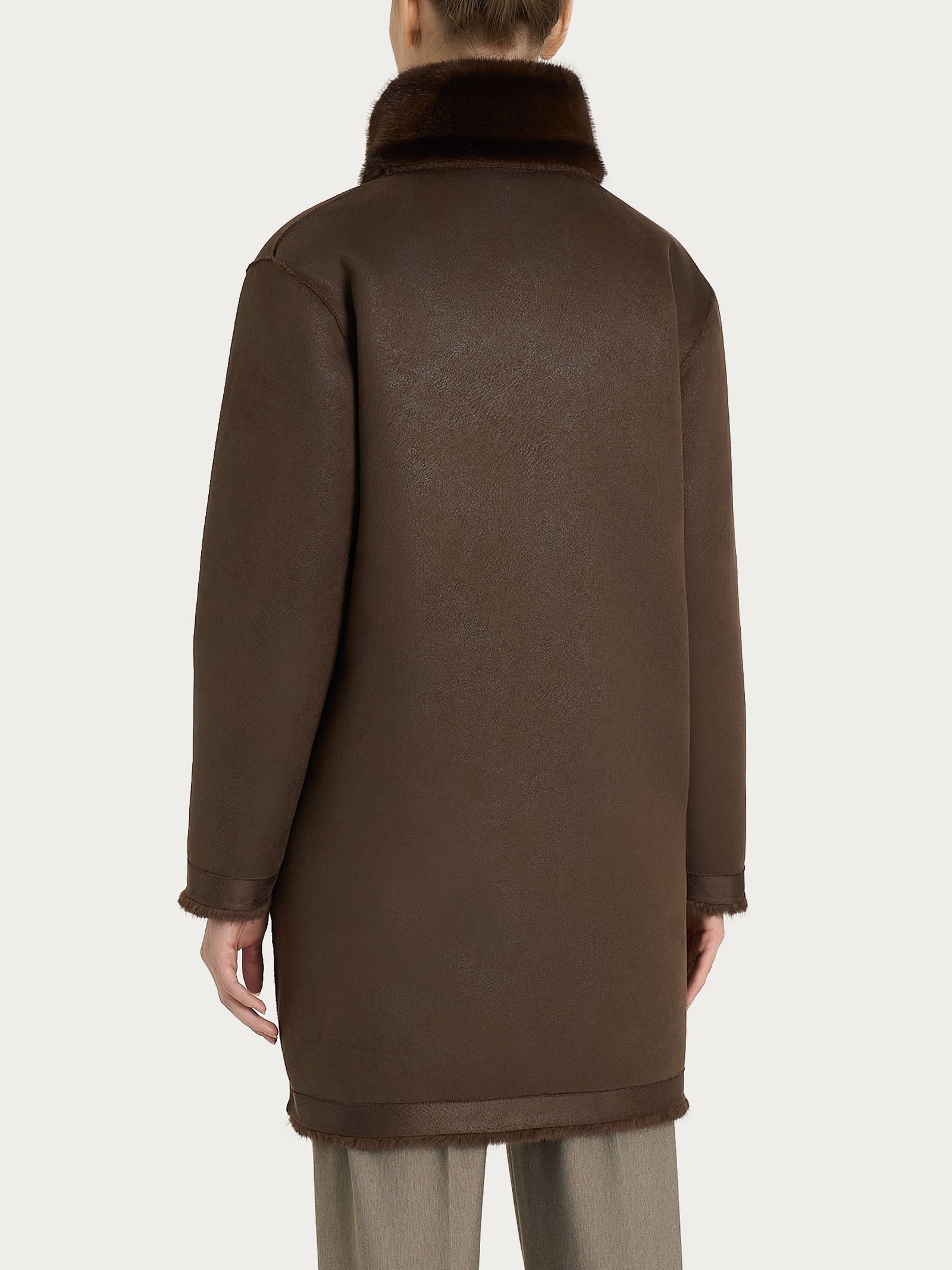 Ragno Vegan Fur Cappotto cintura double-face Chocolate